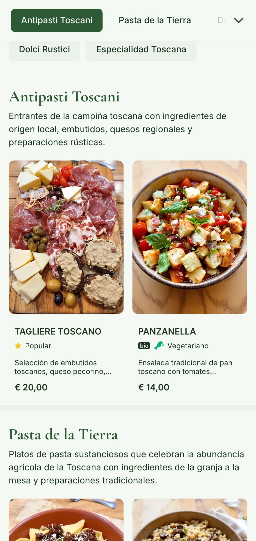 Celebración de la campiña toscana con verdes olivos, motivos de viñedos y elementos terrosos para una auténtica experiencia gastronómica italiana.