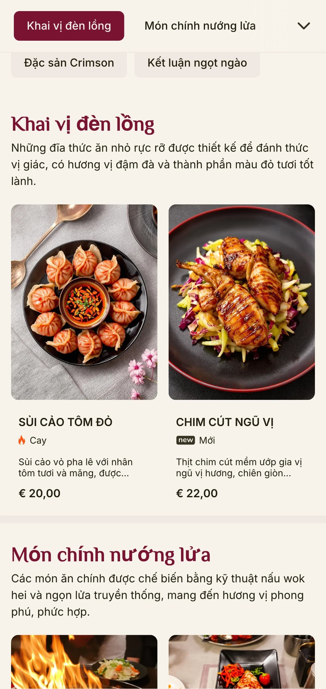 Thiết kế thực đơn Trung Hoa đậm nét và ấn tượng với các chi tiết màu đỏ nổi bật lấy cảm hứng từ đèn lồng truyền thống, lý tưởng cho trải nghiệm ẩm thực Trung Hoa đích thực.
