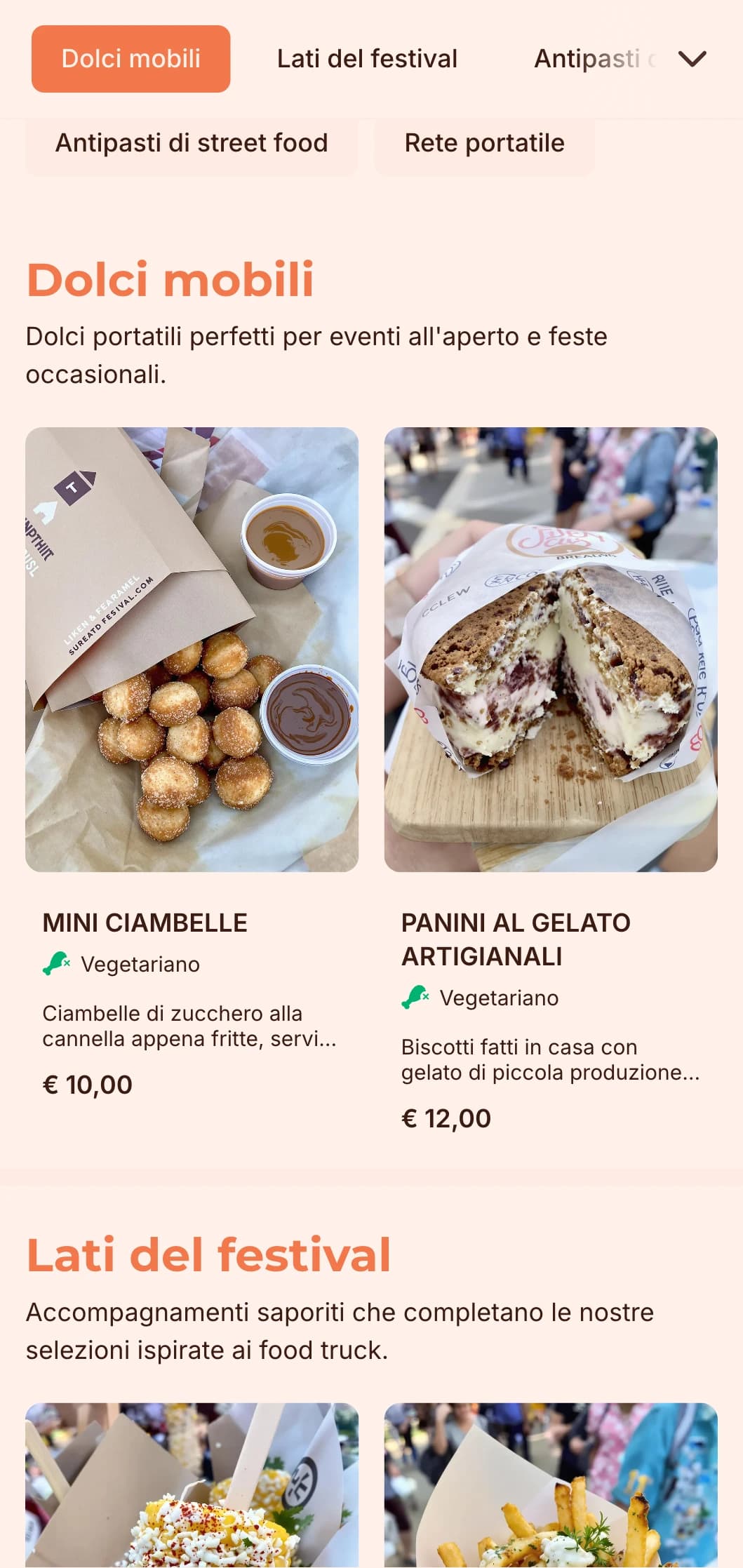 Un catering divertente e alla mano che si ispira alla cucina dei food truck, con i suoi piatti preferiti e una presentazione informale per eventi e festival all'aperto.