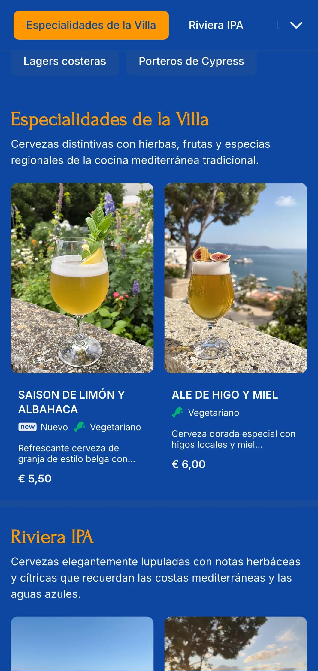 Diseño luminoso y aireado inspirado en la estética costera mediterránea, perfecto para cervecerías junto al mar y destinos vacacionales.
