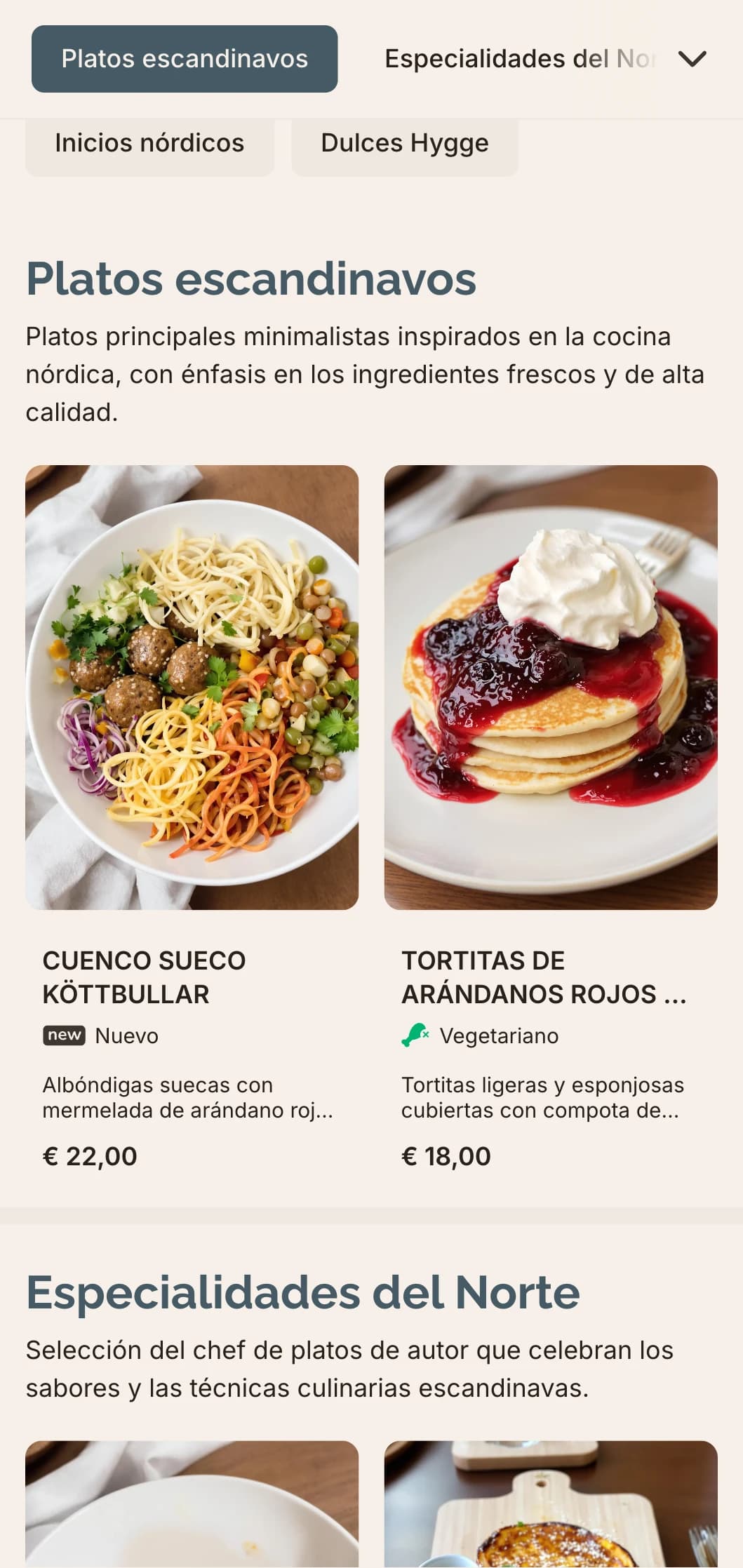 Plantilla de brunch limpia y minimalista con influencias del diseño escandinavo, ideal para cafeterías modernas con un ambiente hygge.