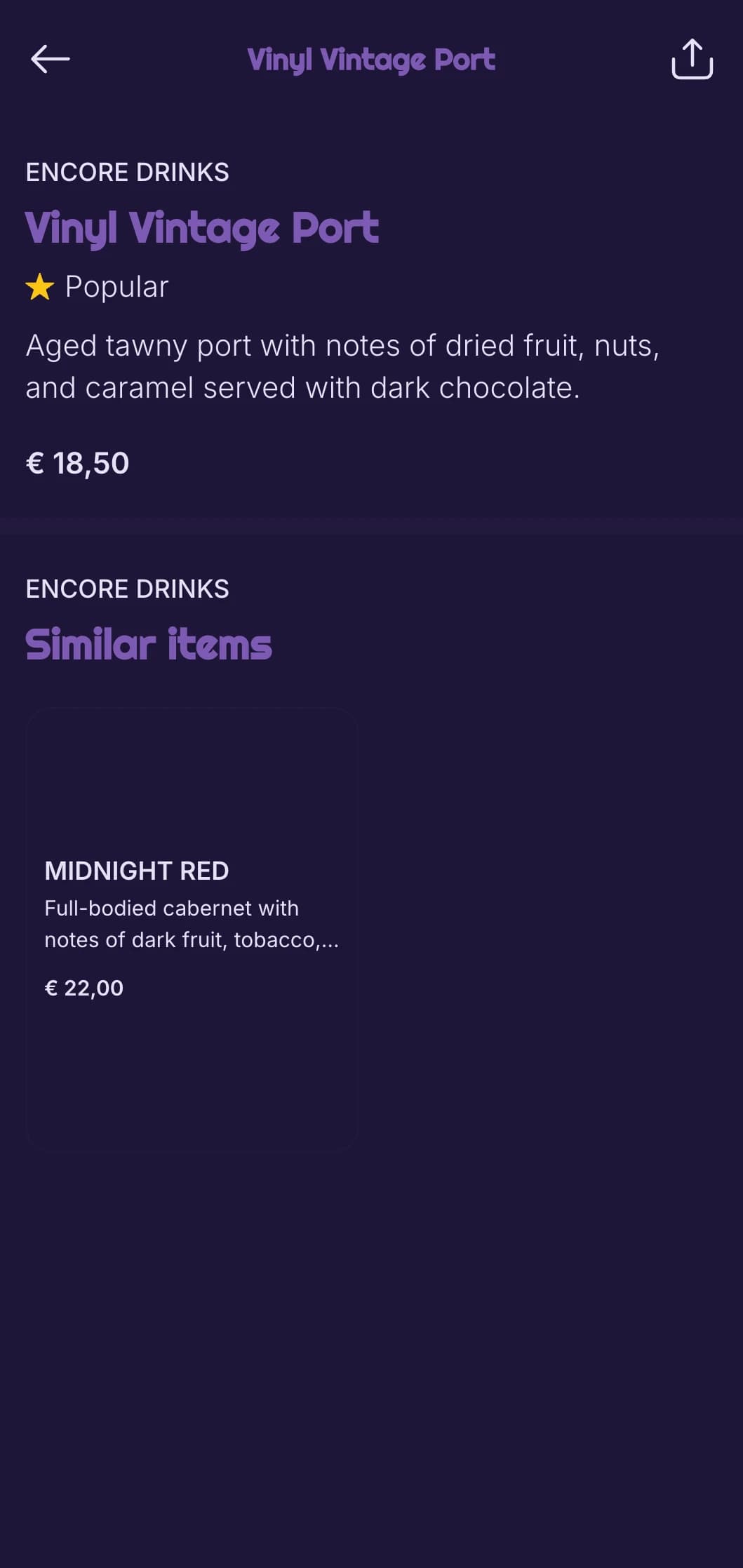 Deep purple design with subtle music elements for whiskey bars with live jazz.
