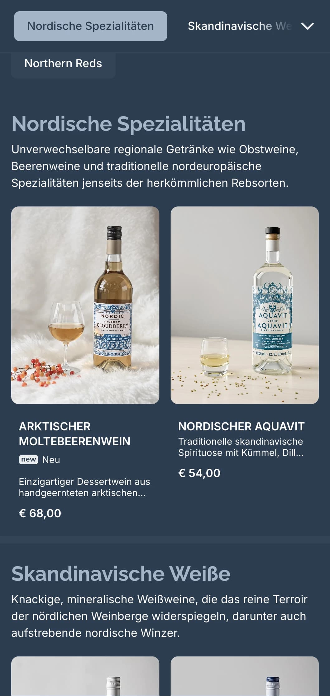 Skandinavisch inspirierte Weinkartenvorlage mit kühlen Blautönen und minimalistischem Design, ideal für moderne nordische Restaurants und internationale Weinbars.