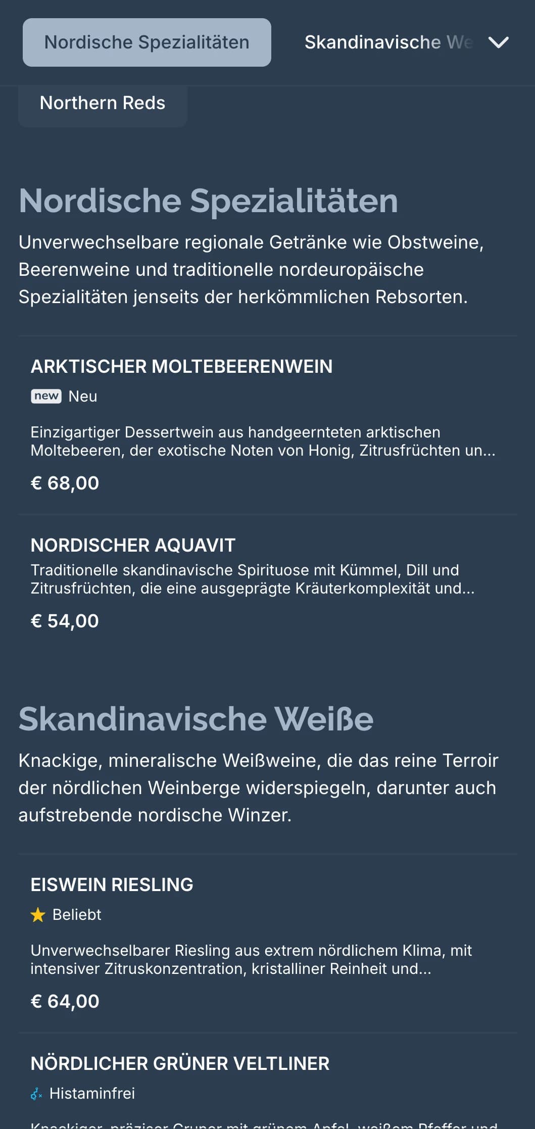 Skandinavisch inspirierte Weinkartenvorlage mit kühlen Blautönen und minimalistischem Design, ideal für moderne nordische Restaurants und internationale Weinbars.