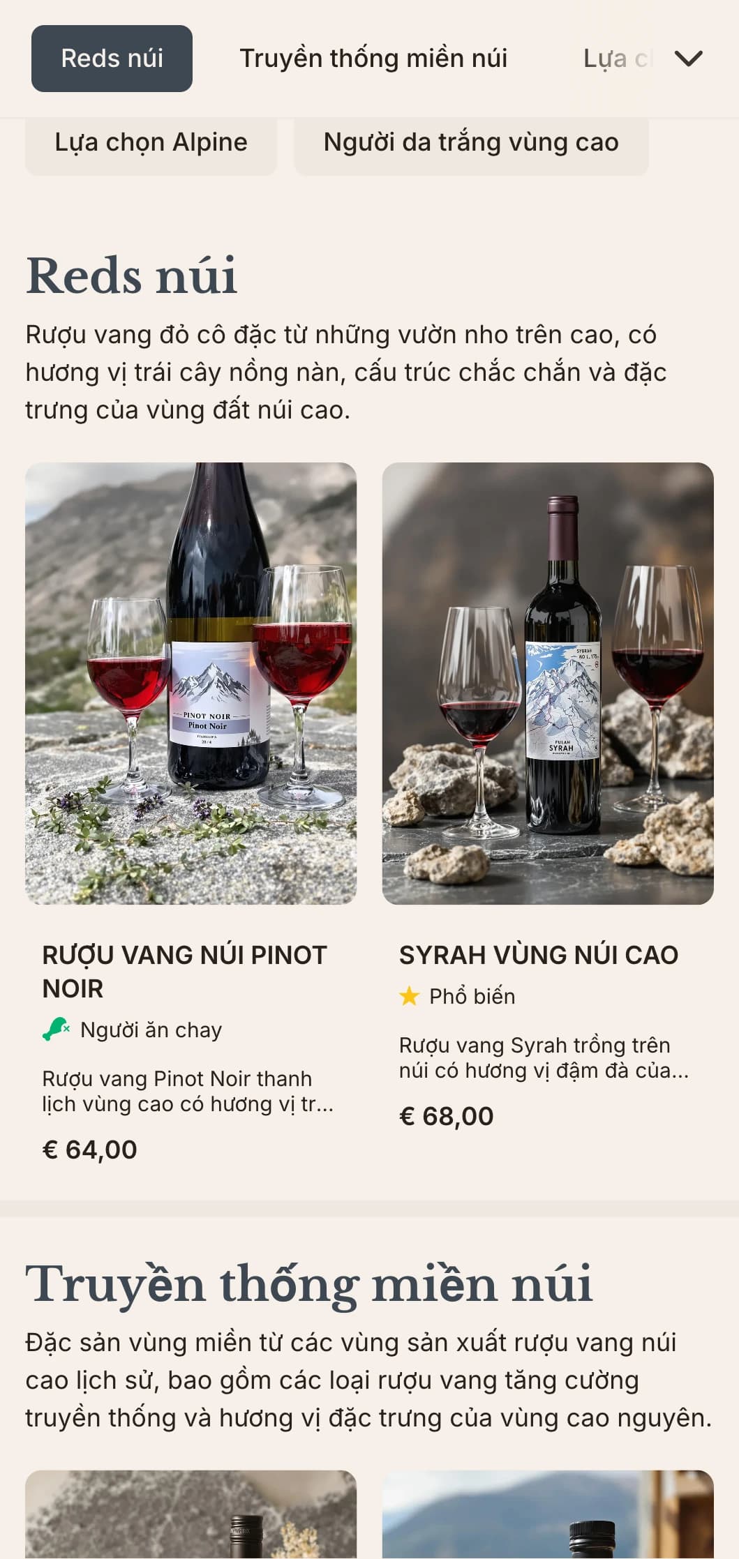Mẫu danh sách rượu vang lấy cảm hứng từ núi với điểm nhấn là đá phiến và phong cách thẩm mỹ vùng núi cao, hoàn hảo cho các nhà hàng vùng cao và nhà máy rượu vang ở vùng khí hậu lạnh.