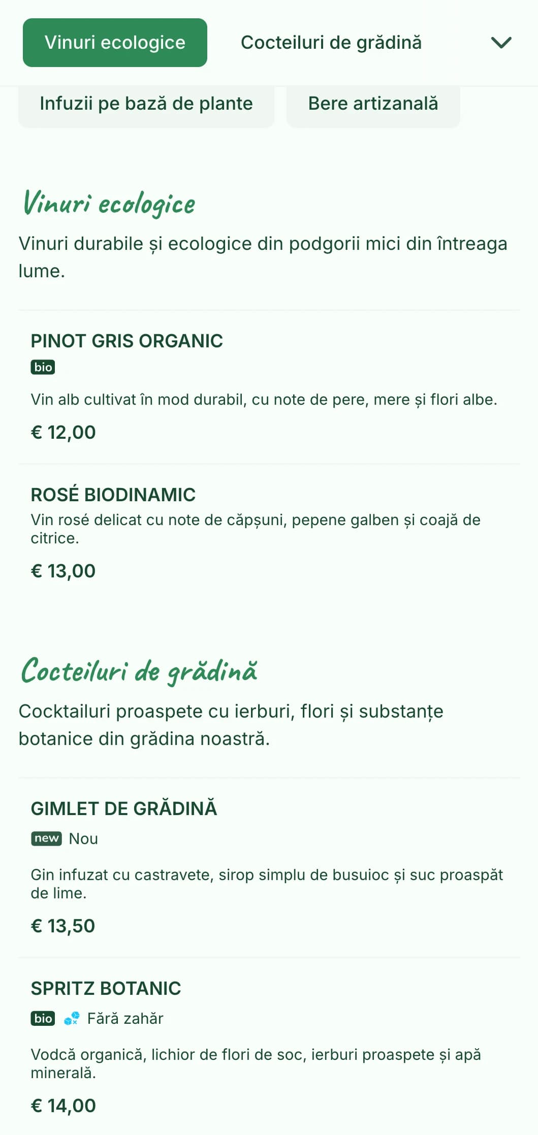 Design proaspăt cu tematică verde și elemente botanice pentru baruri de grădină și terase.
