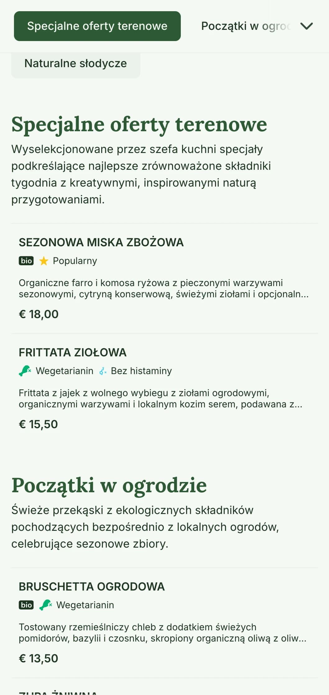 Świeże, inspirowane naturą menu lunchowe podkreślające sezonowe składniki i ofertę "od pola do stołu", idealne do kawiarni i restauracji, które koncentrują się na zdrowych, ekologicznych posiłkach w południe.