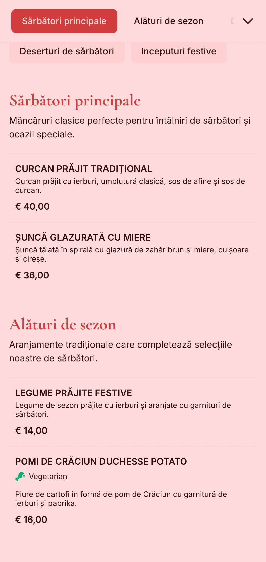 Catering tradițional pe tema sărbătorilor, cu specialități de sezon, prezentare festivă și elemente festive pentru întâlniri de iarnă și ocazii speciale.