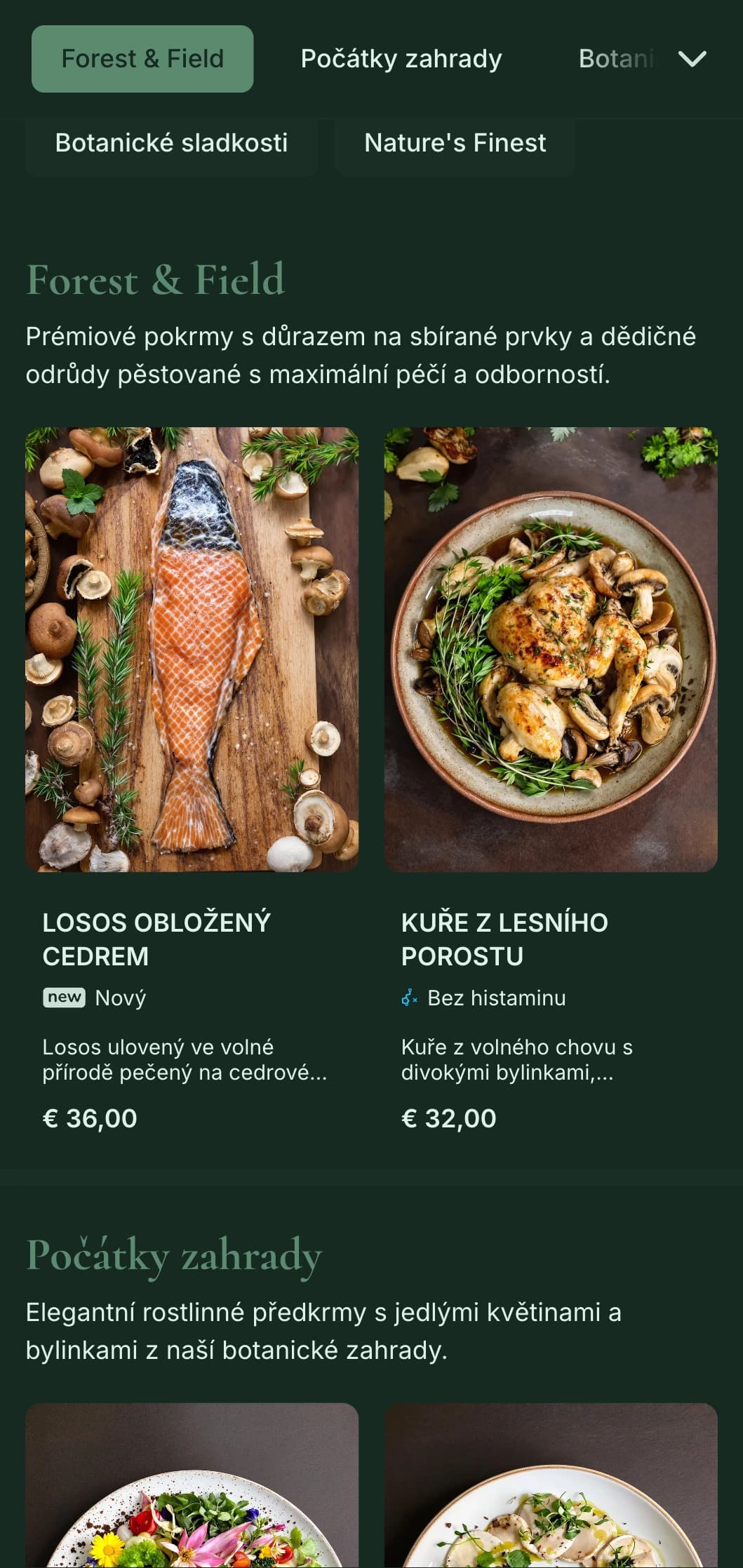 Sofistikovaná přírodní elegance s botanickými vlivy, ideální pro špičkové stolování inspirované zahradou a farmou.