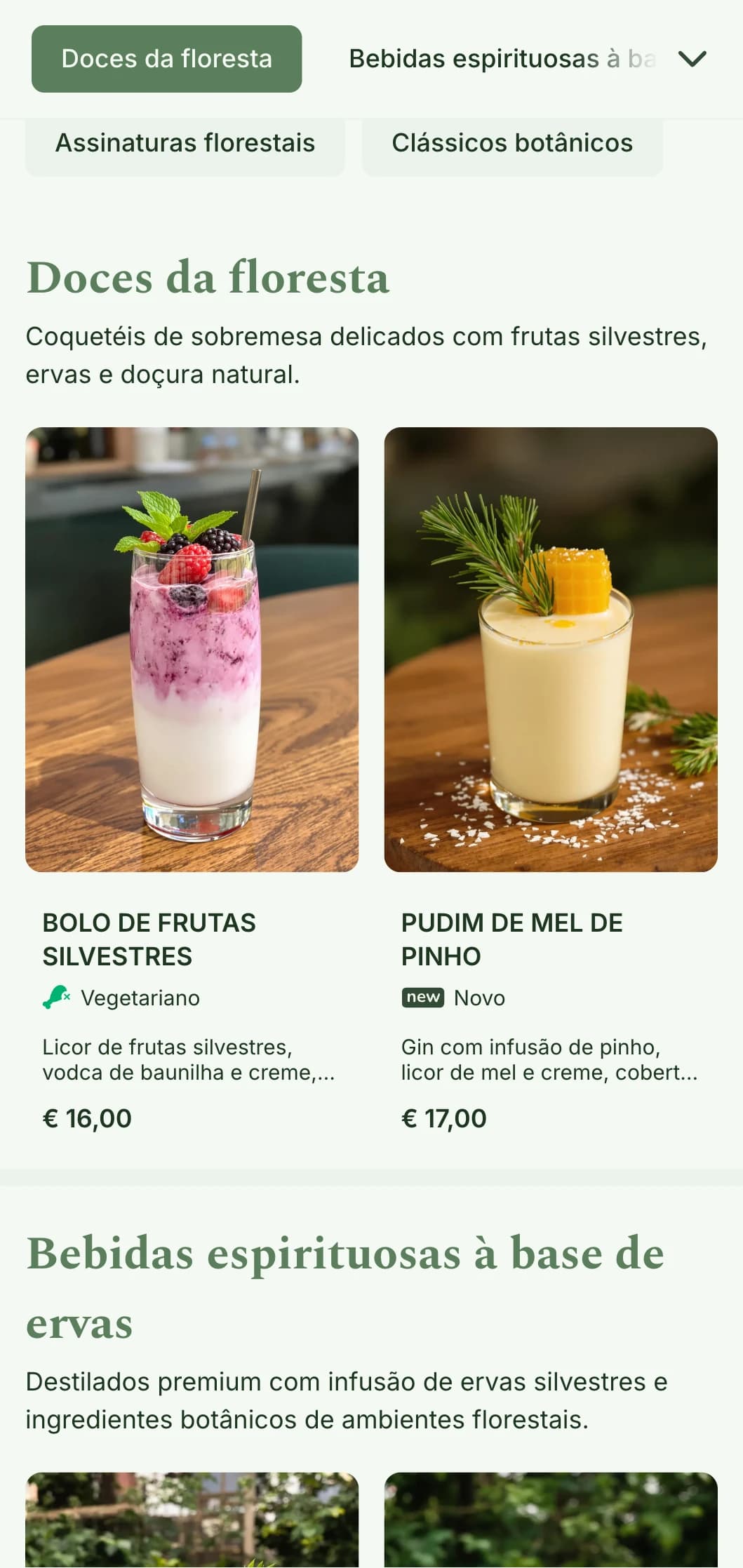 Um design inspirado na floresta para bares especializados em ingredientes forrageados pela floresta e coquetéis com infusão de ervas.