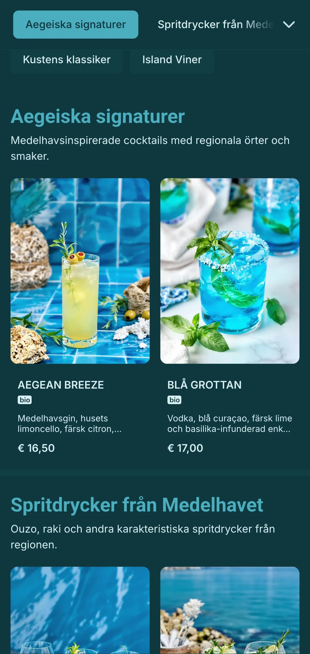 Uppfriskande blå design med medelhavsmönster för strandbarer.