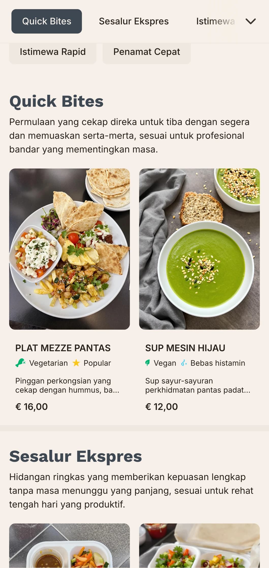 Reka bentuk menu makan tengah hari yang cekap dan berinspirasikan bandar dengan tipografi yang berani dan organisasi yang jelas, sesuai untuk kedai makan di bandar yang sibuk yang menghidangkan profesional yang bekerja dengan waktu makan tengah hari yang terhad.