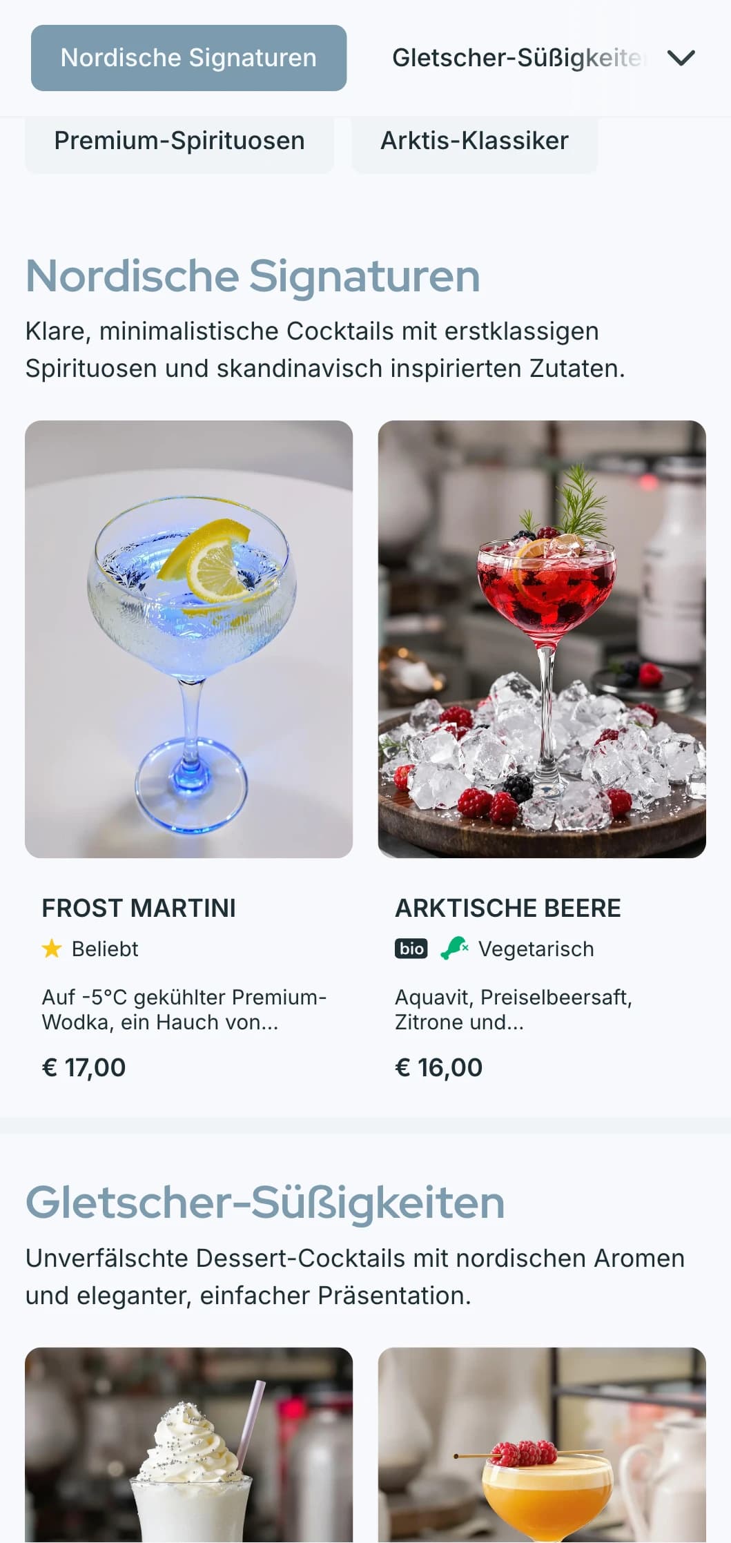 Ein klares, skandinavisch inspiriertes Design für moderne Bars und Lounges mit minimalistischer Typografie und kühlen Blautönen.