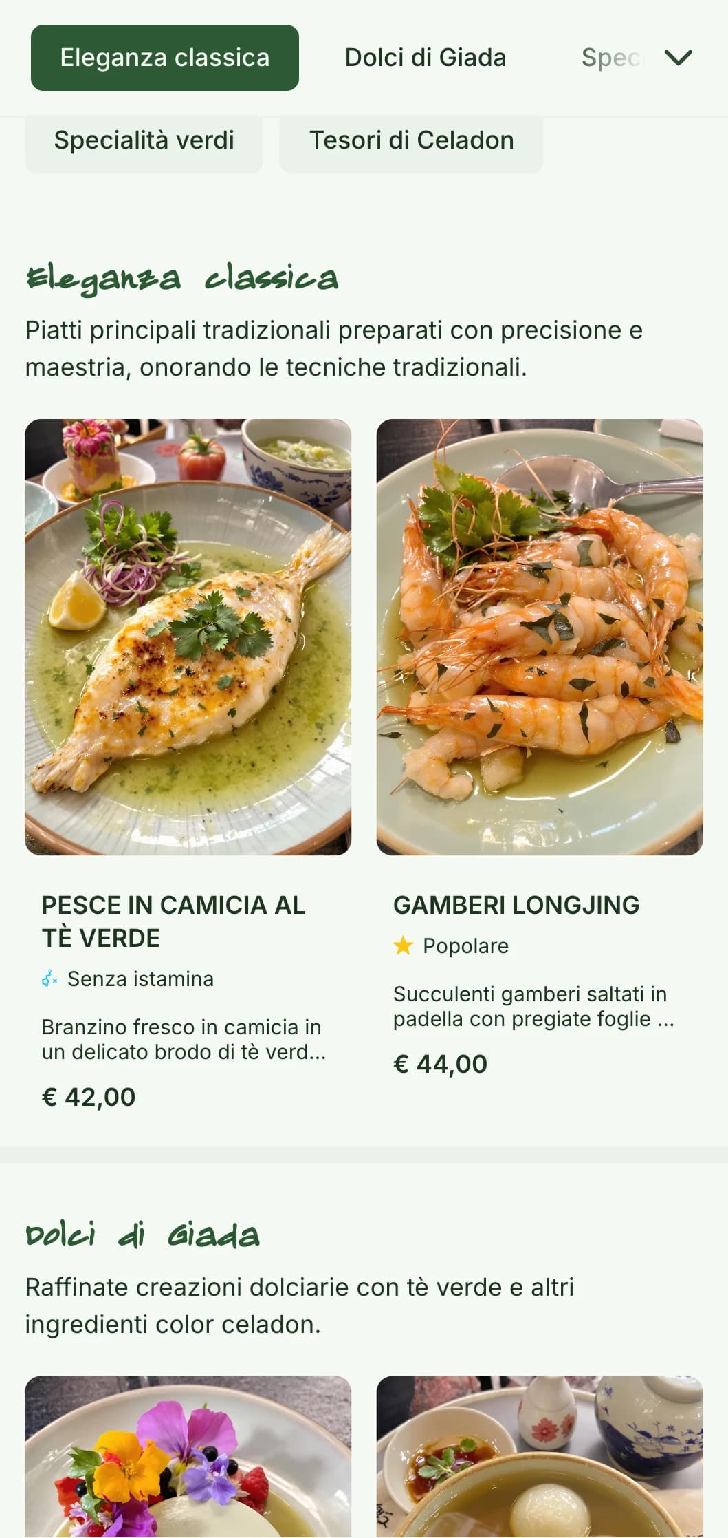 Raffinato design del menu cinese ispirato alle ceramiche celadon, con motivi eleganti per esperienze culinarie sofisticate.