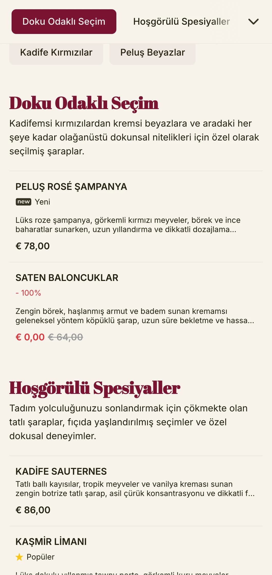 Lüks şarap salonları ve akşam mekanları için ideal olan koyu kırmızı vurgulara ve sofistike tipografiye sahip çarpıcı lüks şarap listesi şablonu.
