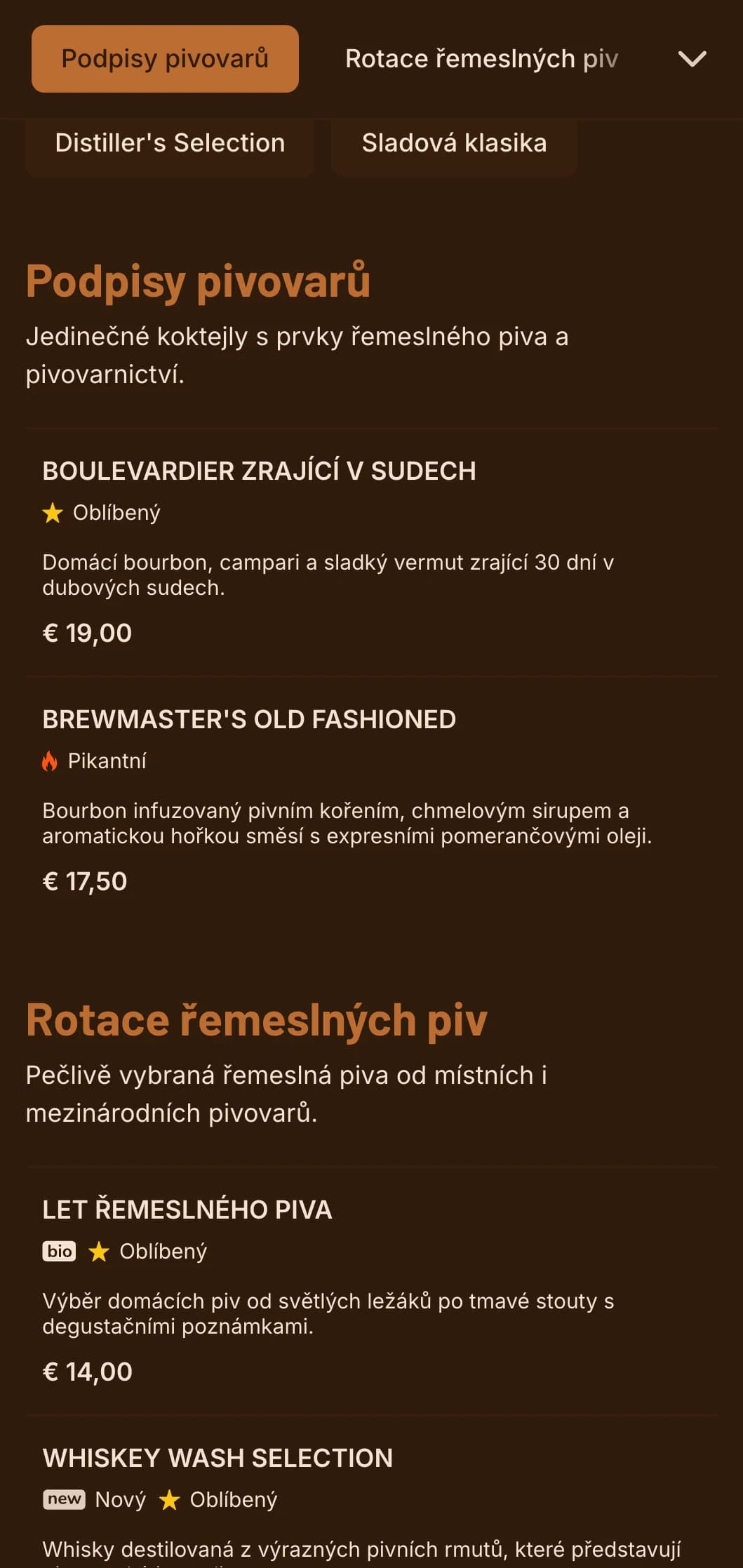 Teplý oranžový design s pivovarnickými prvky pro řemeslné pivovary a koktejlové podniky.