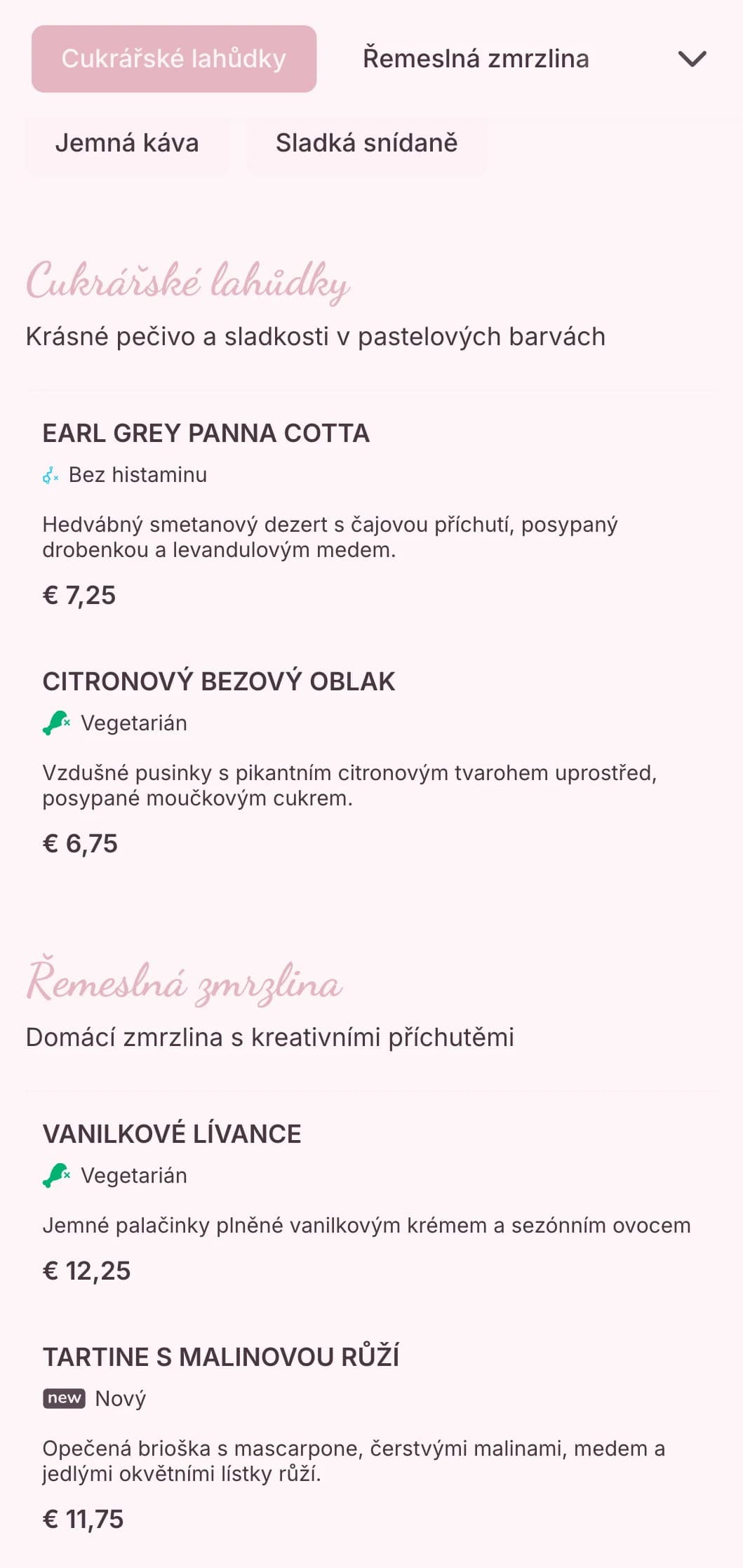 Sladký pastelový design s hravými prvky pro kavárny a zmrzlinárny.