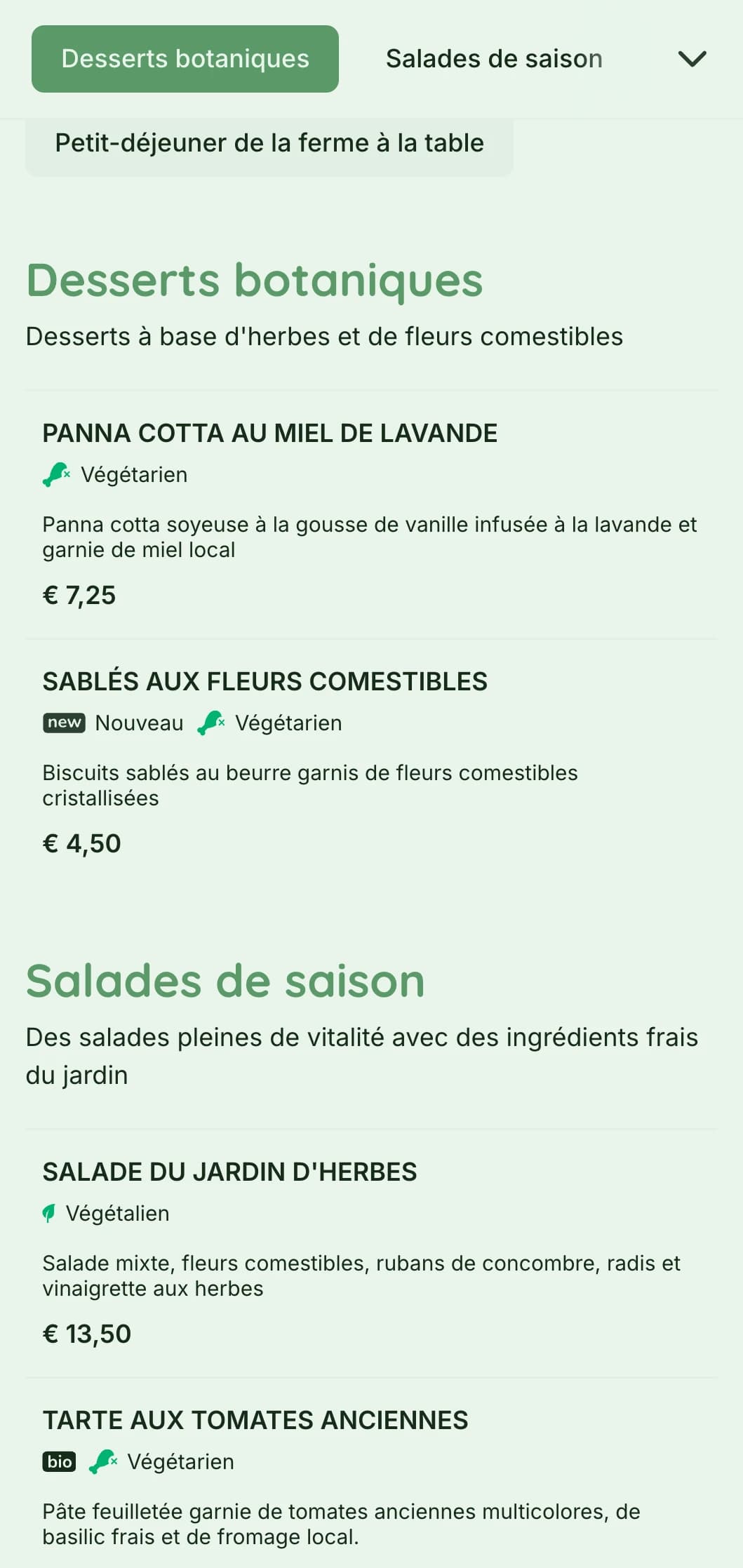 Un design vert vibrant avec des éléments botaniques pour les cafés de jardin et les restaurants biologiques.