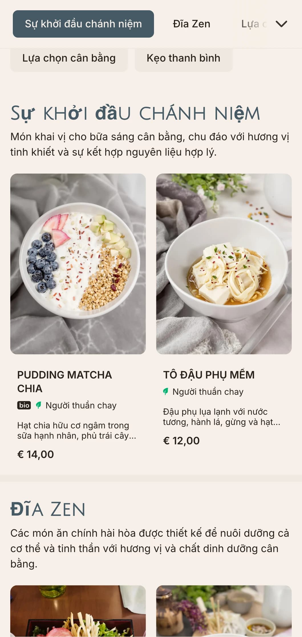Mẫu bữa sáng muộn yên tĩnh, cân bằng với phong cách châu Á, phù hợp với các quán cà phê chăm sóc sức khỏe cung cấp trải nghiệm ăn uống có trà xanh và chánh niệm.