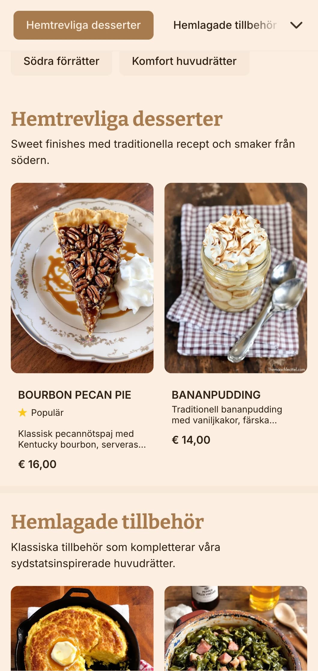 Hjärtvärmande catering i sydstatsstil med bekväma klassiker, generösa portioner och hemtrevlig presentation för familjeträffar och avslappnade sammankomster.
