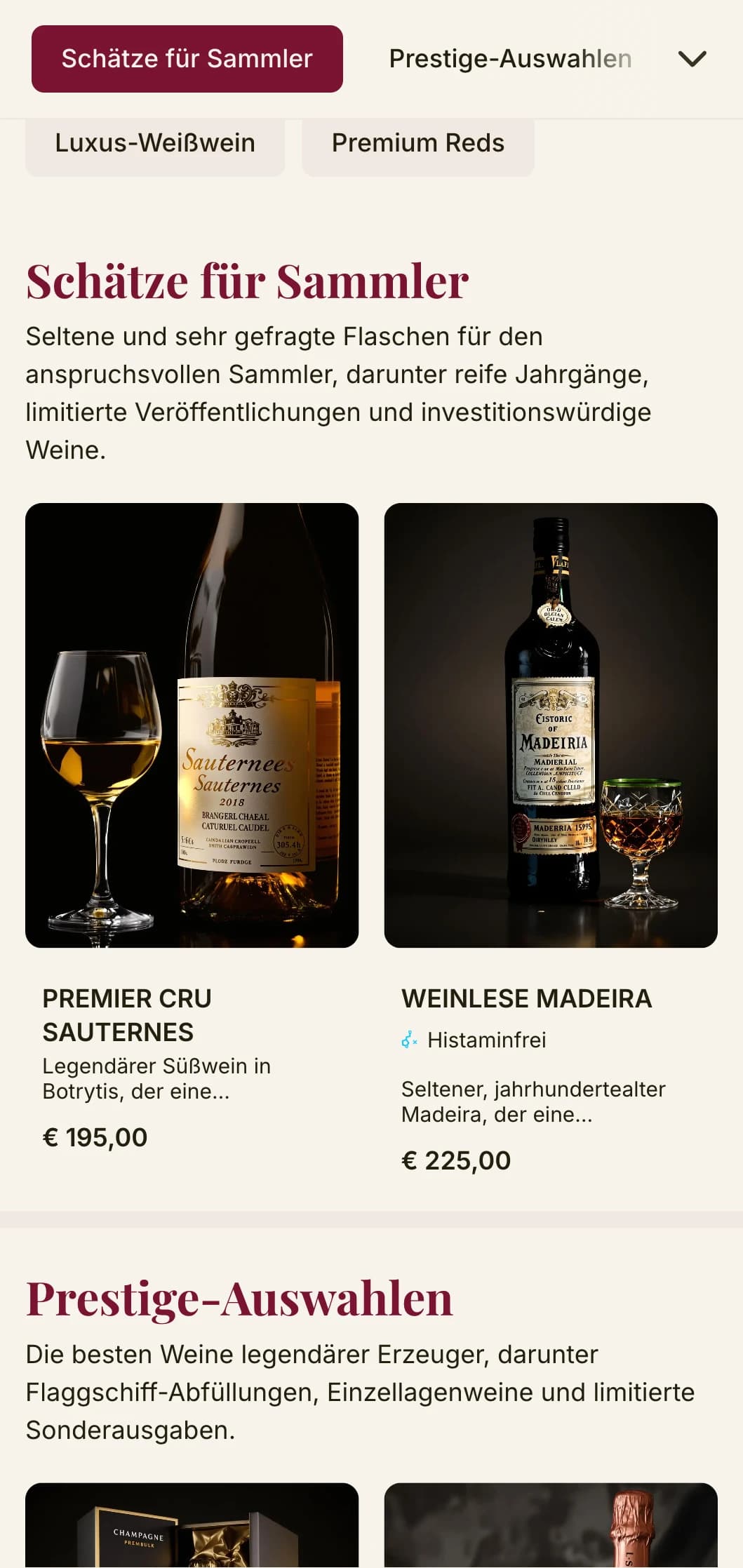 Dramatisch luxuriöse Weinkartenvorlage mit tiefroten Akzenten und anspruchsvoller Typografie, ideal für erstklassige Weinkeller und gehobene Einrichtungen.