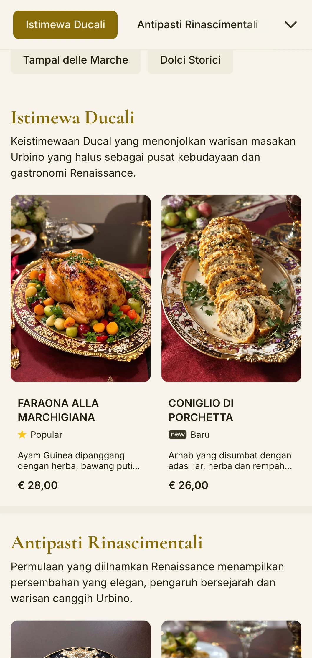 Reka bentuk halus dengan pengaruh Renaissance yang diilhamkan oleh bandar universiti bersejarah di Le Marche.