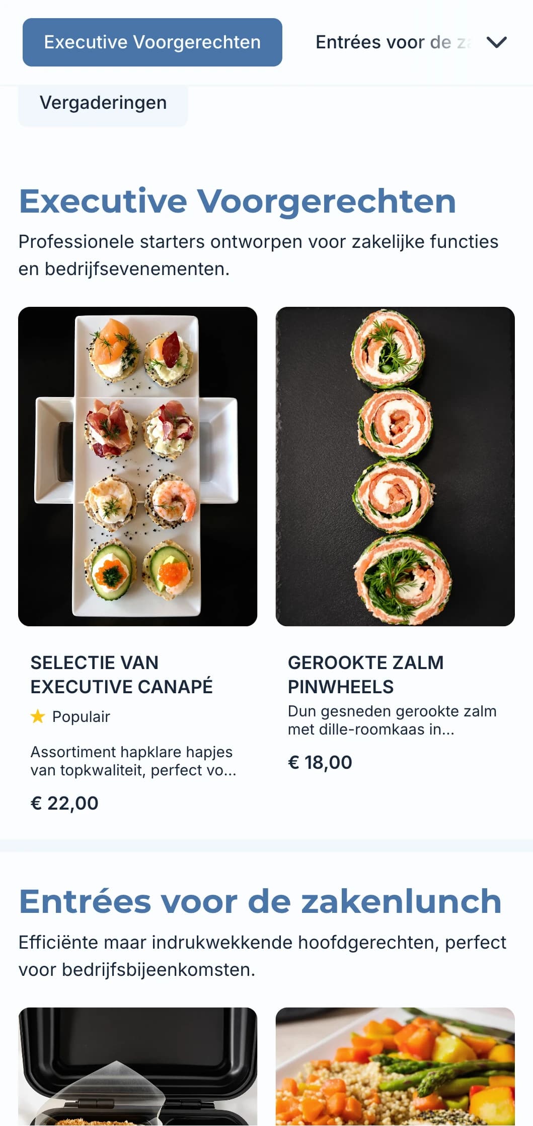 Professionele cateringservice voor zakelijke bijeenkomsten en bedrijfsevenementen, met de nadruk op efficiënte service en kwaliteitspresentatie.
