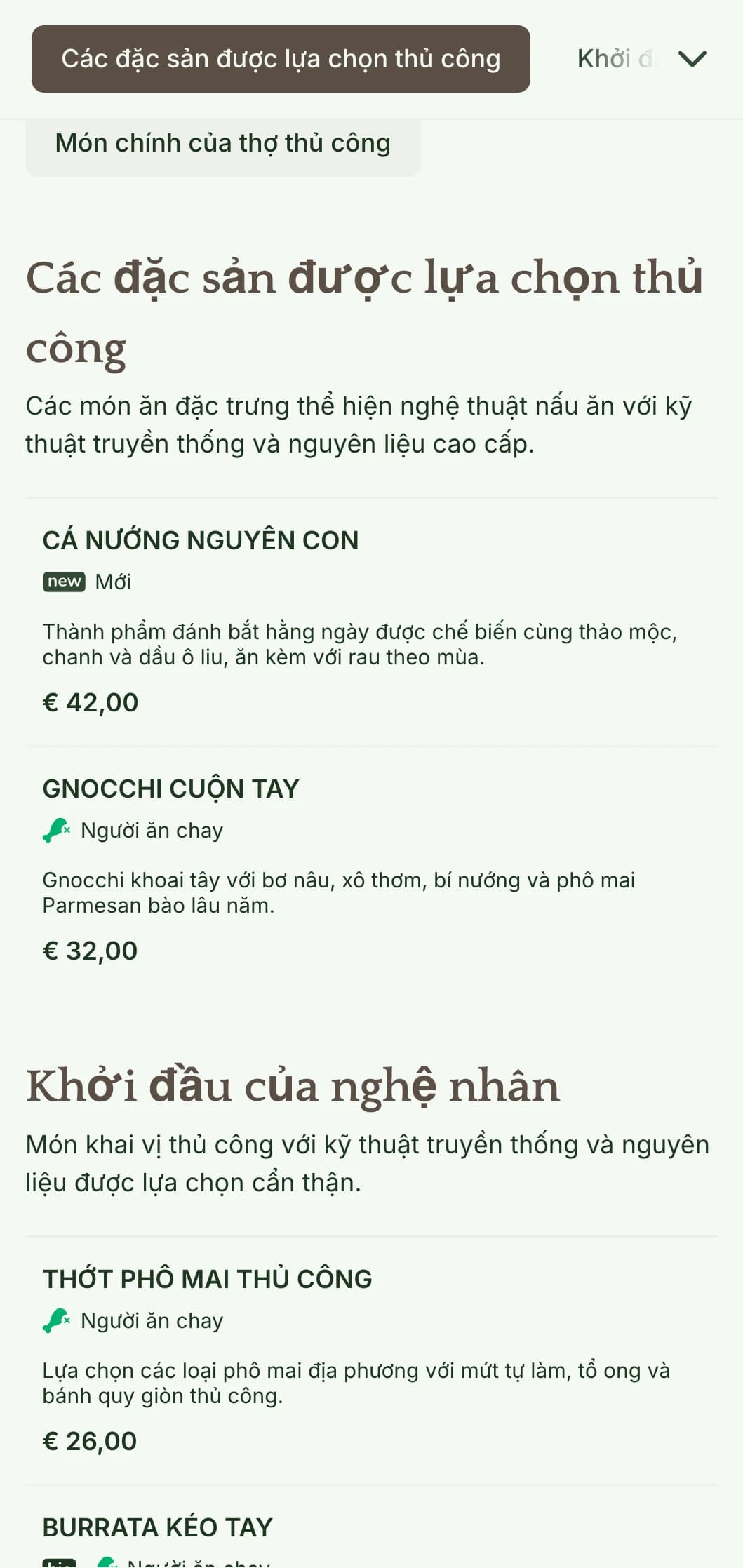 Thực đơn tối ấm áp, thủ công với các yếu tố thiết kế lấy cảm hứng từ nghề thủ công và tông màu đất, hoàn hảo cho các nhà hàng chú trọng vào ẩm thực thủ công.