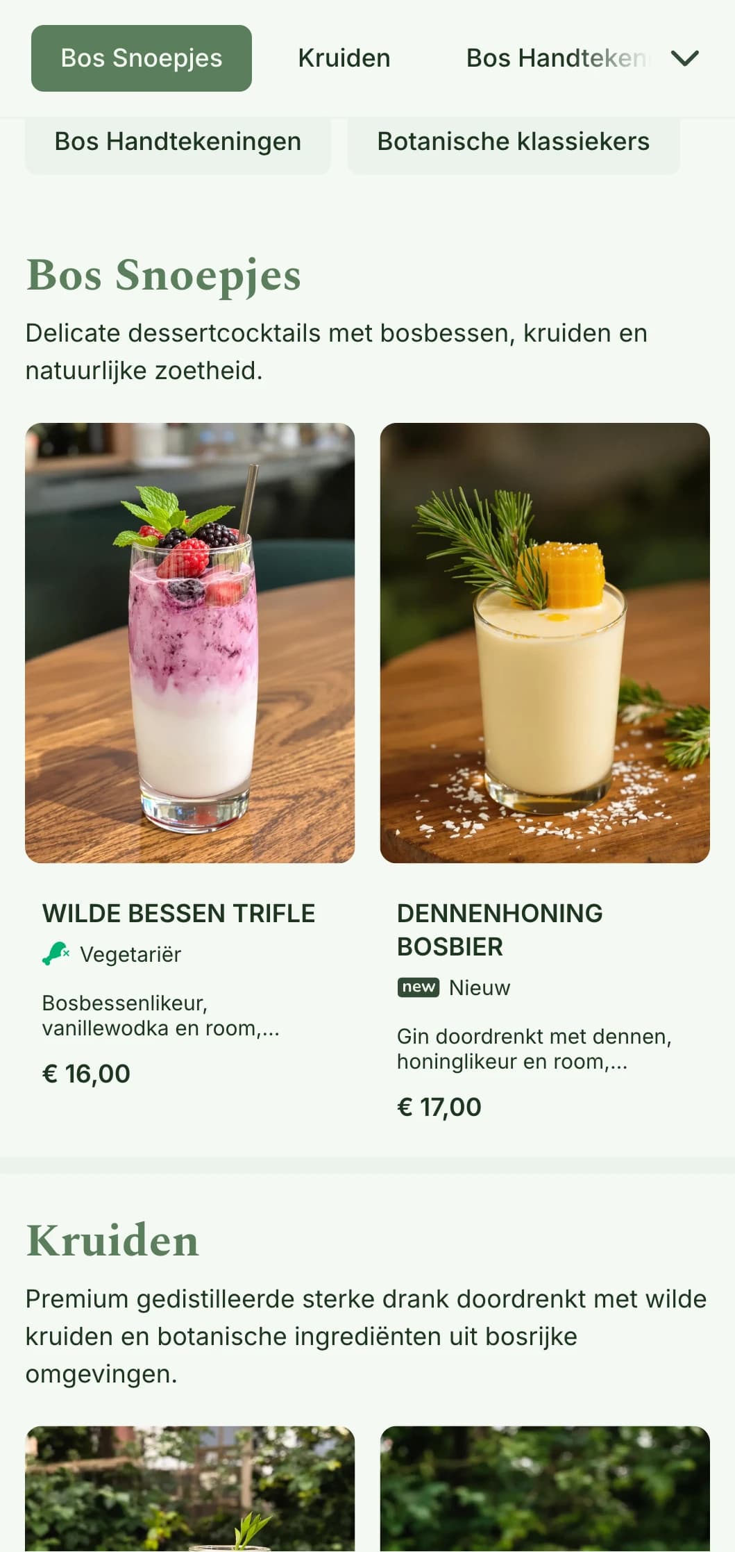 Een op het bos geïnspireerd ontwerp voor bars die gespecialiseerd zijn in ingrediënten uit het bos en cocktails met kruiden.