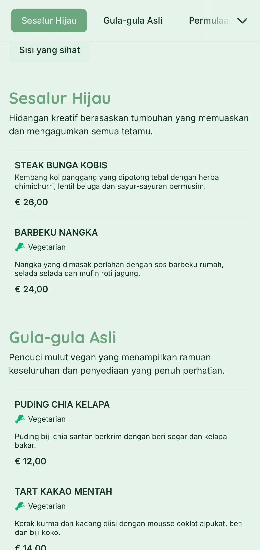 Katering berasaskan tumbuhan segar yang memfokuskan pada persembahan berwarna-warni, masakan vegan yang inovatif dan elemen mampan untuk acara yang mementingkan kesihatan.