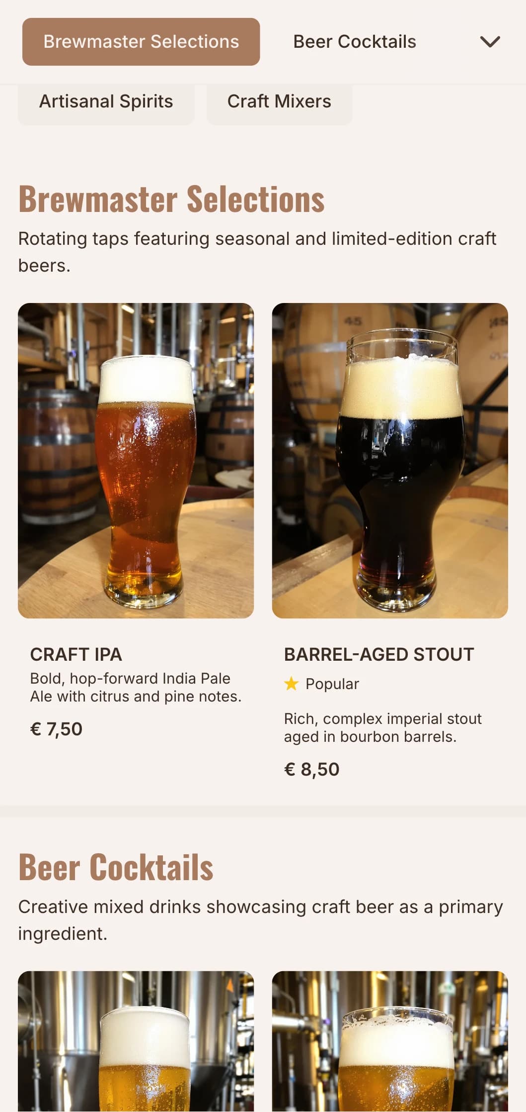 Warm orange design with industrial elements for craft beer taprooms.