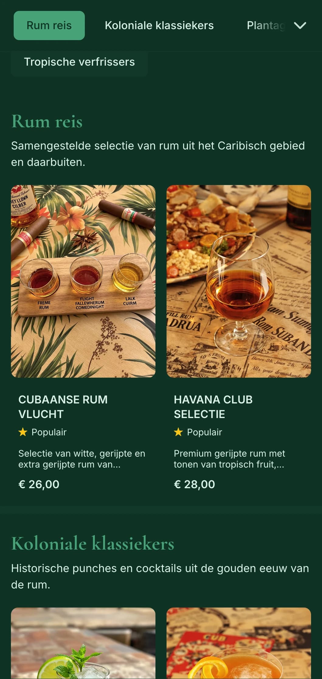 Rijk groen ontwerp met historische Caribische elementen voor rumgerichte bars.