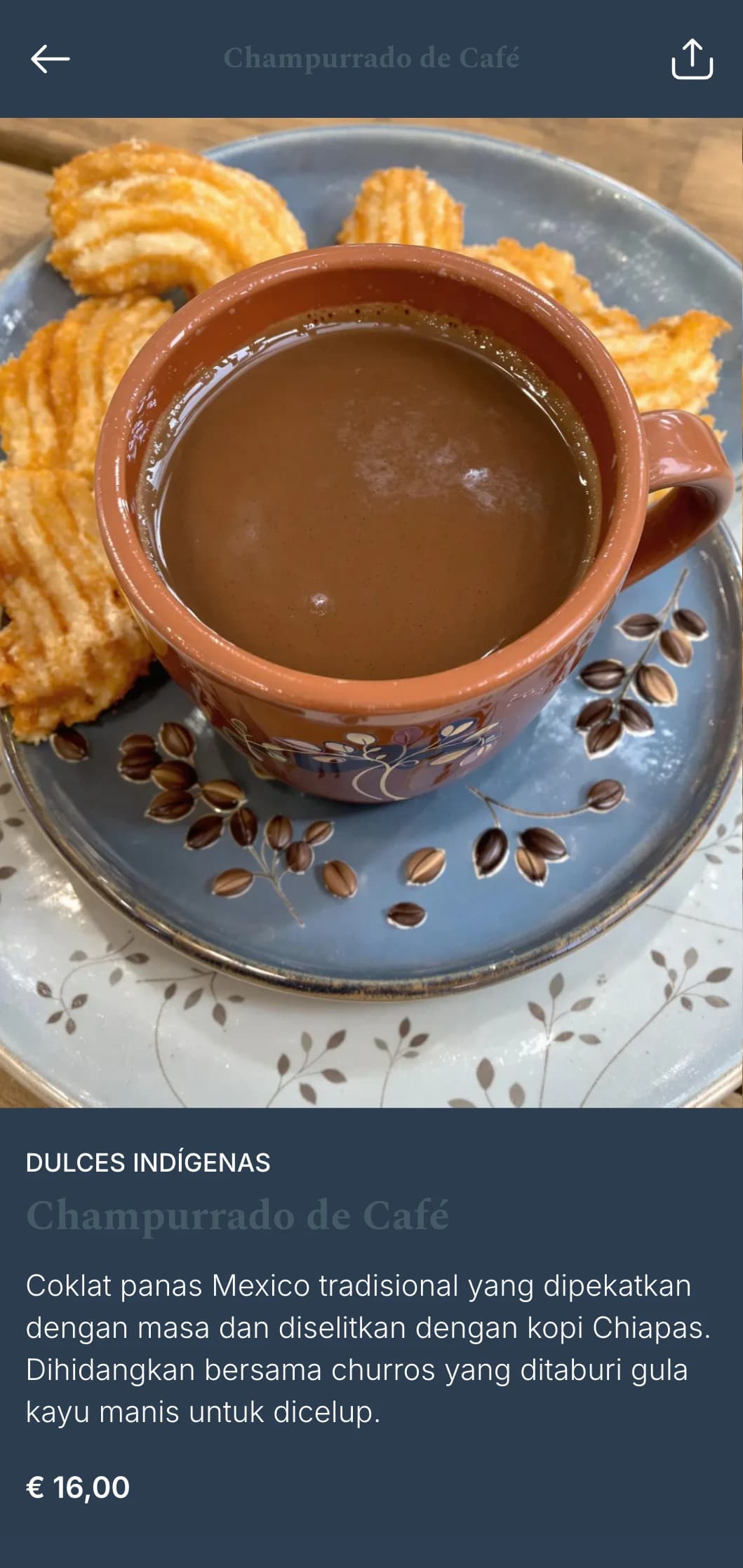 Menu bersahaja dan asli yang mempamerkan masakan Chiapas dengan nota kopi yang kaya, inspirasi asli dan kaedah penyediaan tradisional.