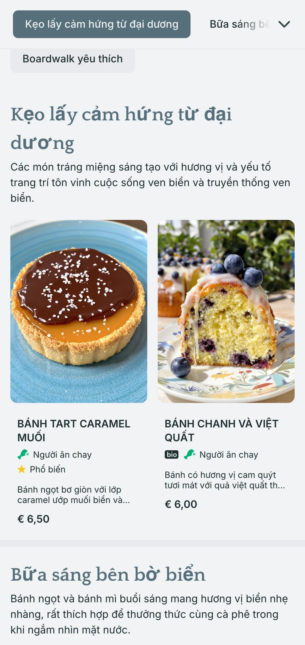 Thiết kế thực đơn bánh mì tươi mới lấy cảm hứng từ hàng hải với tông màu xanh bờ biển và kiểu chữ thoáng mát, hoàn hảo cho các tiệm bánh ven biển và quán cà phê ở thị trấn bãi biển.