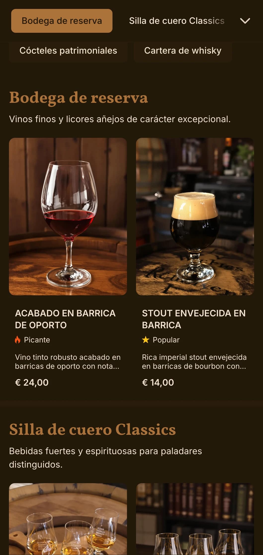 Rico diseño en marrón nogal con texturas de cuero para salones de espíritu tradicional.