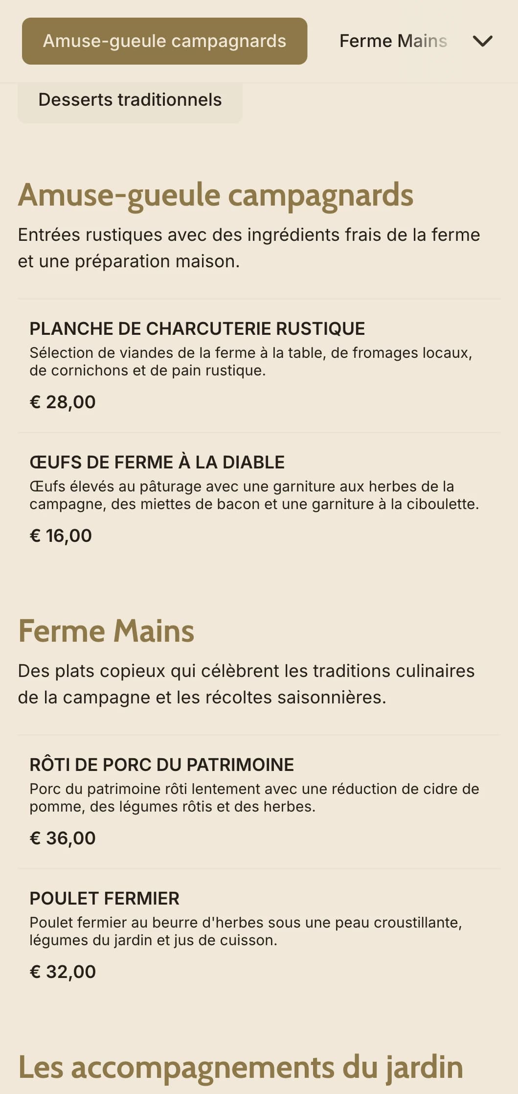 Restauration saine de la ferme à la table, avec des ingrédients locaux de saison, un service familial et le charme de la campagne pour les célébrations rurales.