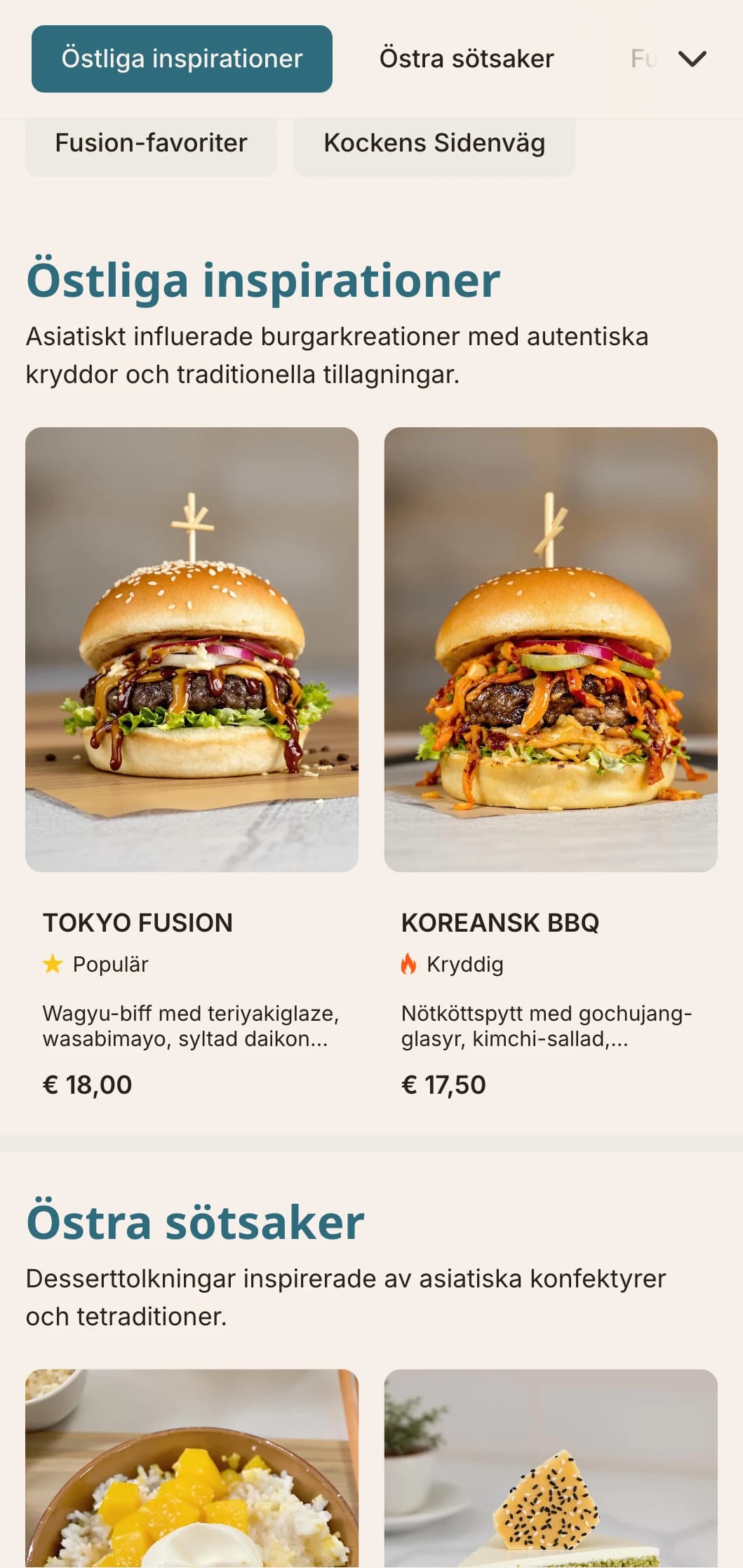 East meets West burger fusion med asieninspirerade smaker och modern presentation.