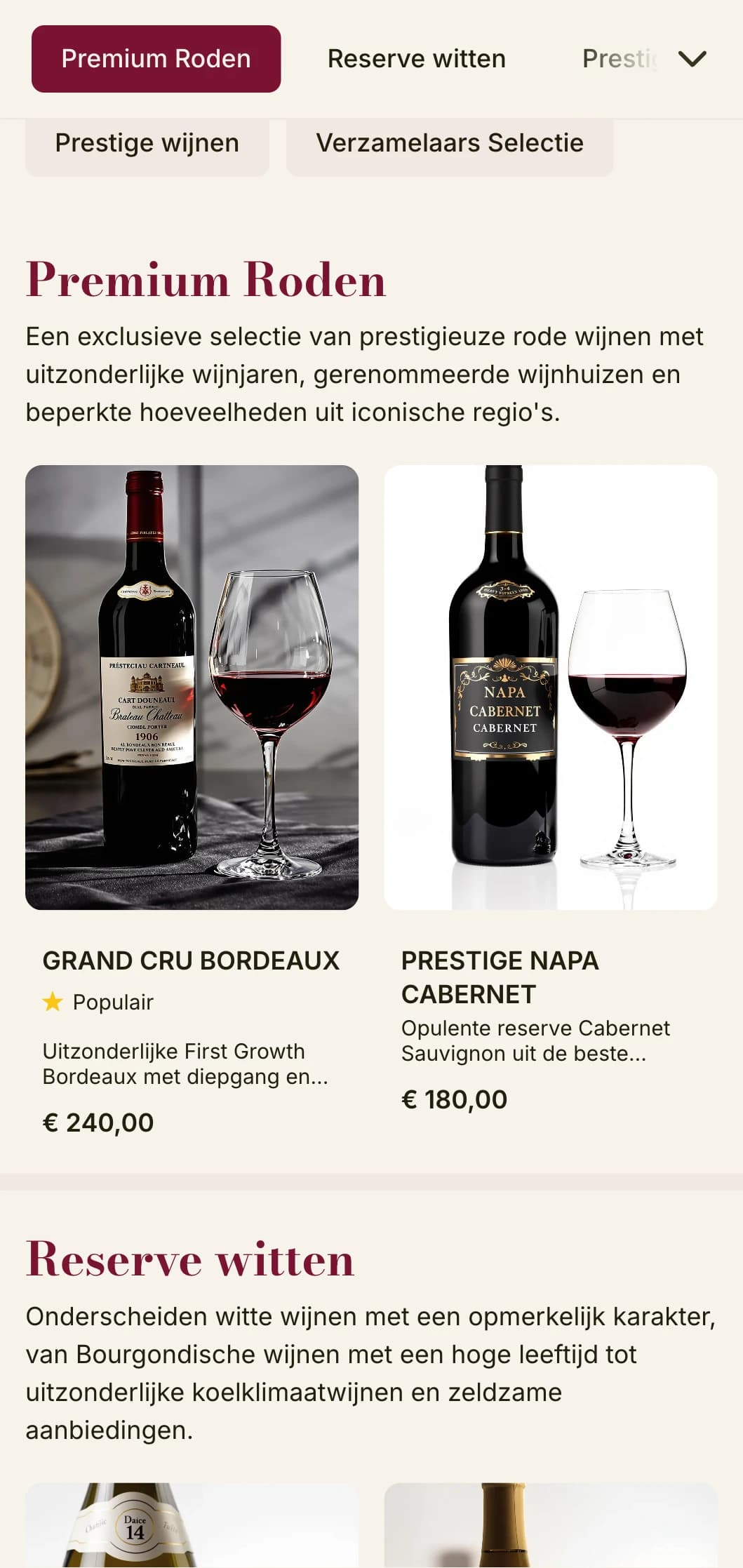 Dramatisch luxe sjabloon voor wijnkaart met rijke bordeauxrode accenten en verfijnde typografie, ideaal voor eersteklas steakhouses en wijnkelders.