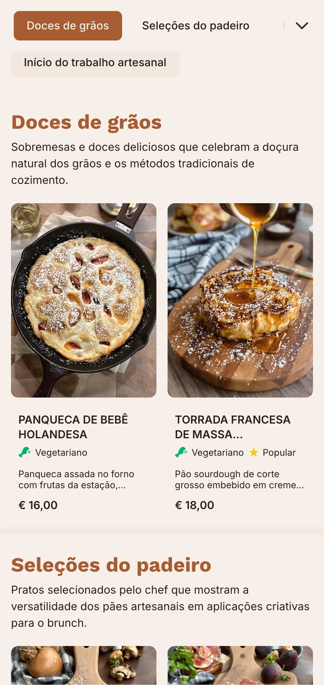 Modelo de brunch contemporâneo com foco em pães e coberturas artesanais, adequado para cafés e padarias com torradas artesanais.