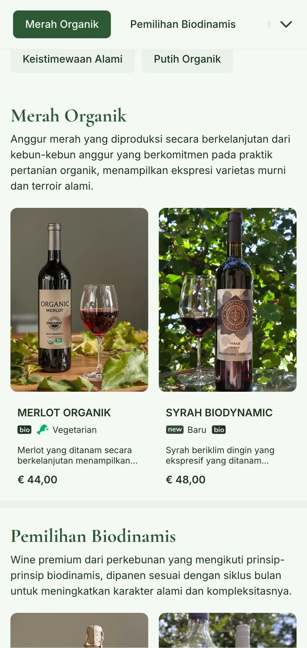 Templat daftar anggur yang terinspirasi dari alam yang menampilkan warna tanah dan elemen botani, cocok untuk pilihan anggur organik dan restoran dari kebun ke meja.