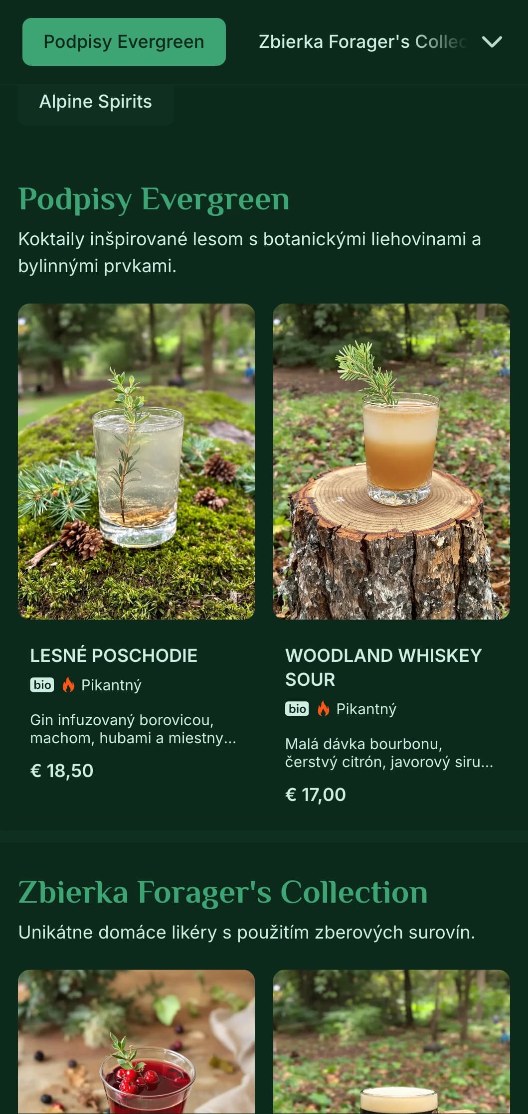 Svieži zelený dizajn inšpirovaný borovicovými lesmi pre bary ovplyvnené prírodou.