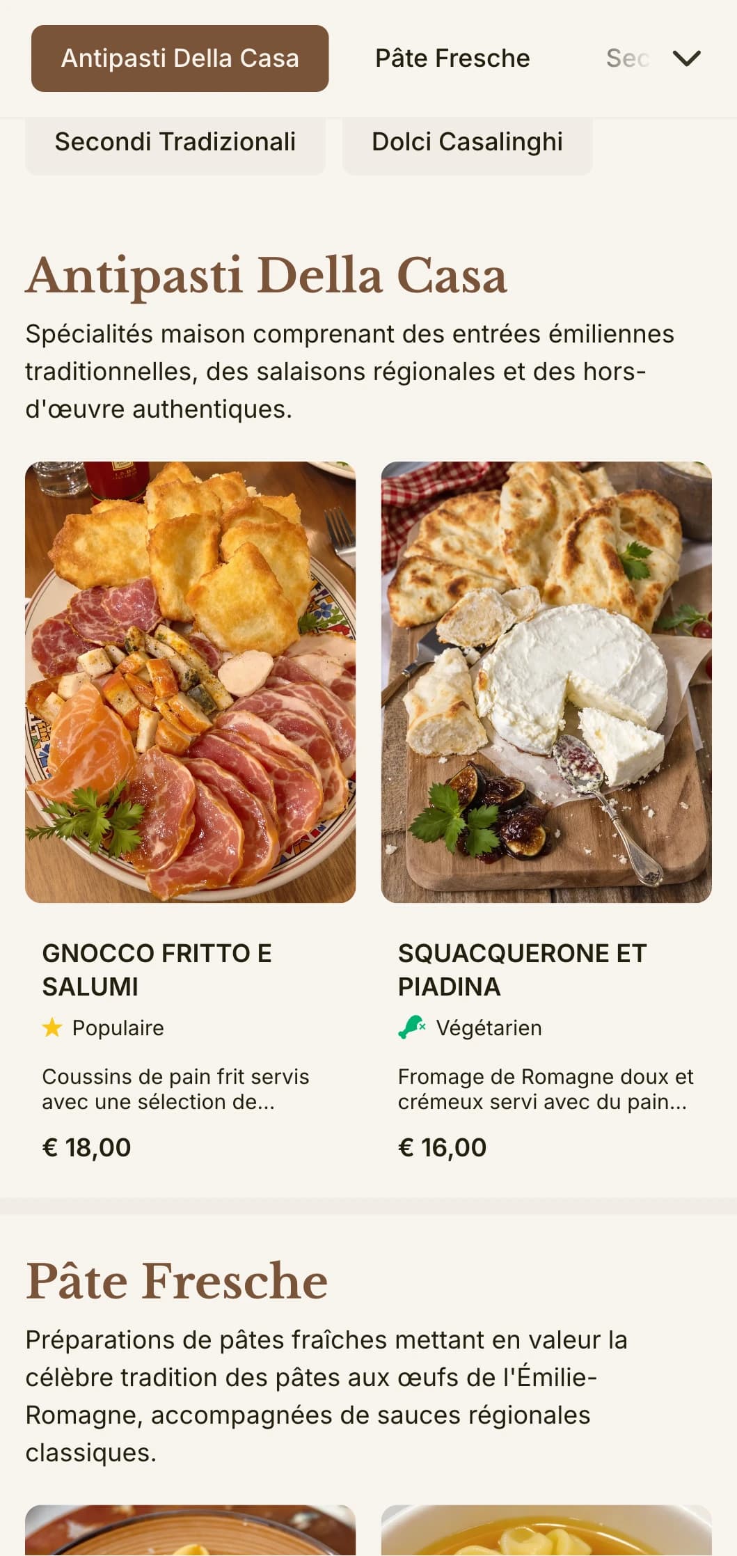 Un design chaleureux et traditionnel célébrant le célèbre héritage de l'Emilia-Romagna en matière de fabrication de pâtes.