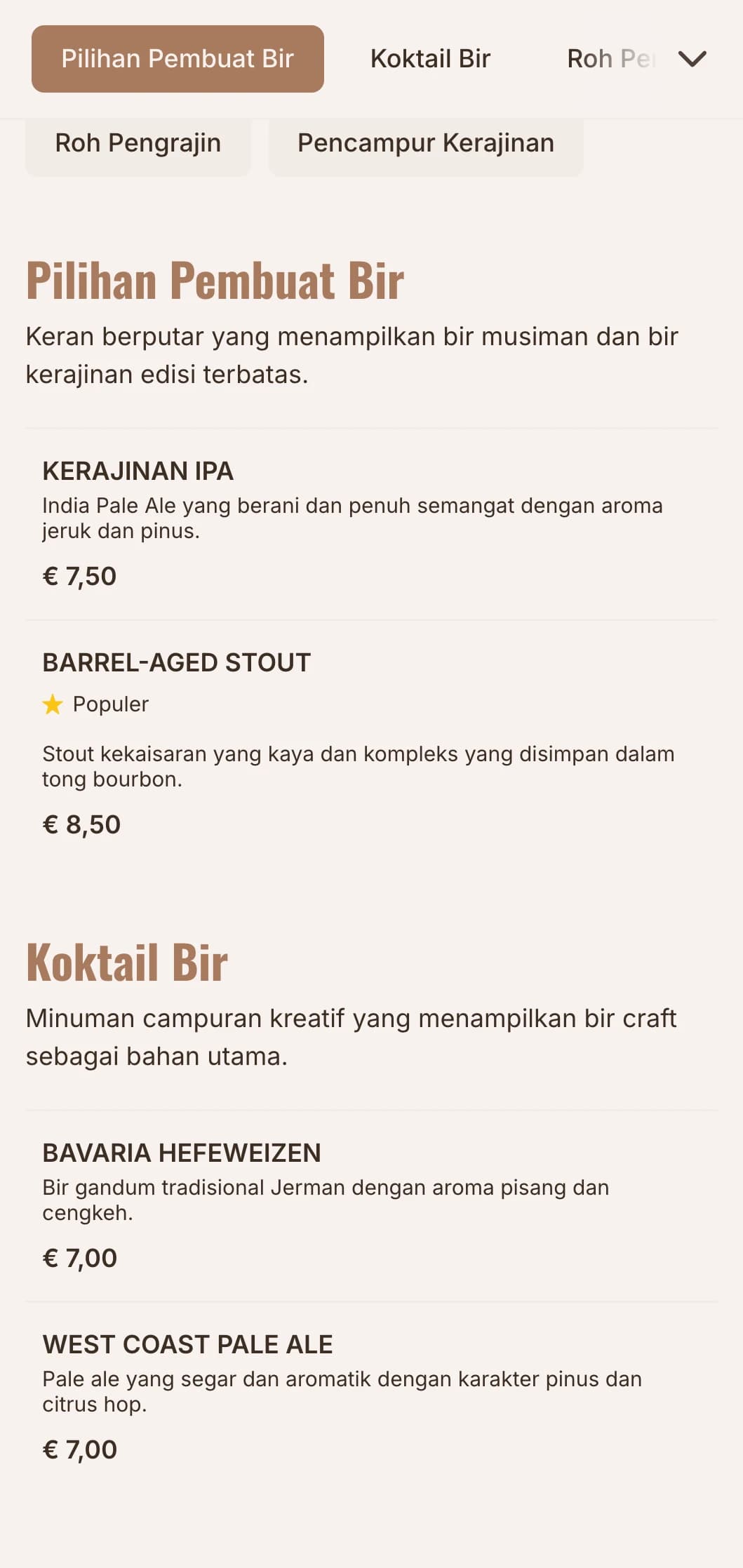 Desain oranye hangat dengan elemen industri untuk ruang minum bir.