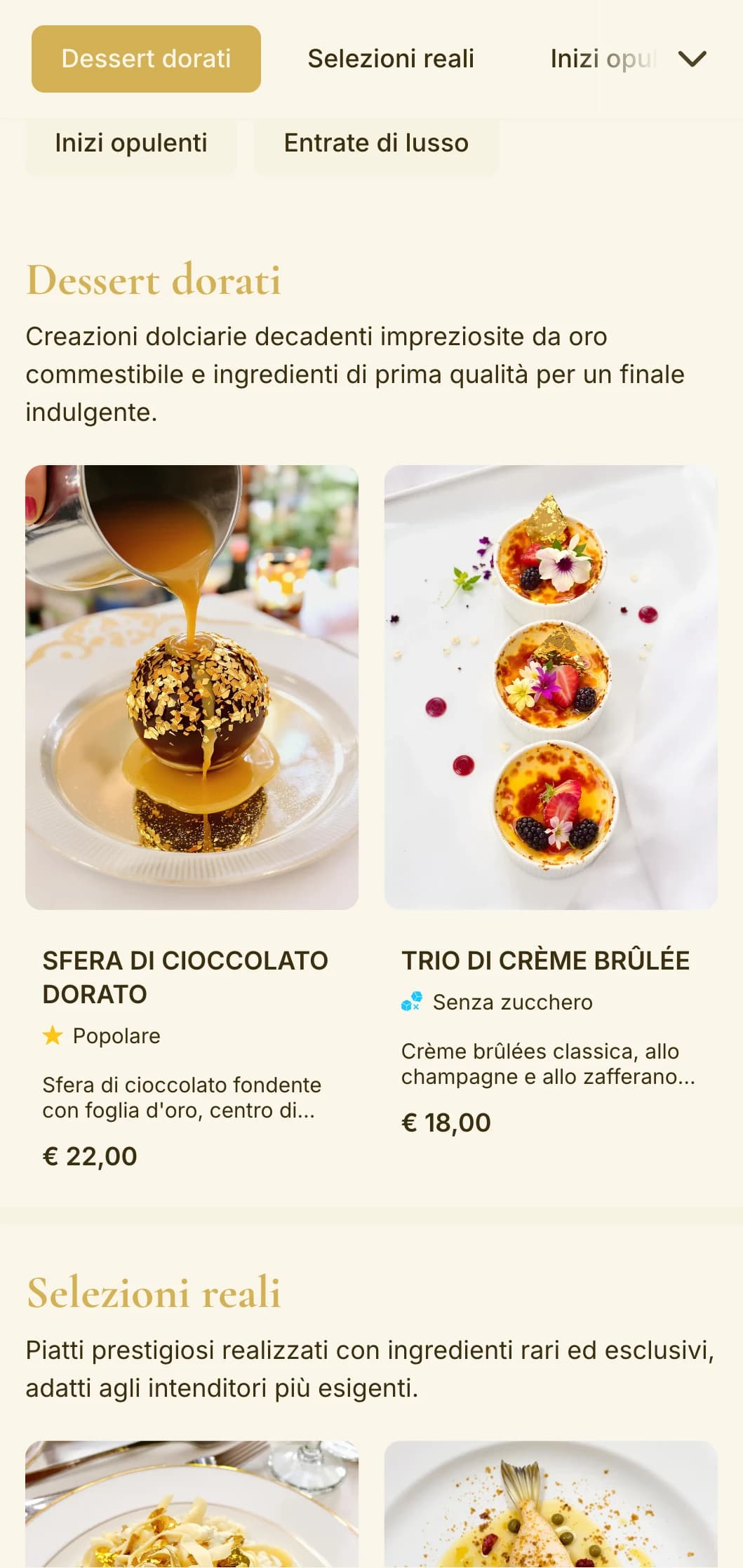 Un design opulento a tema oro che emana lusso ed esclusività, perfetto per i locali di alto livello e per le occasioni speciali.