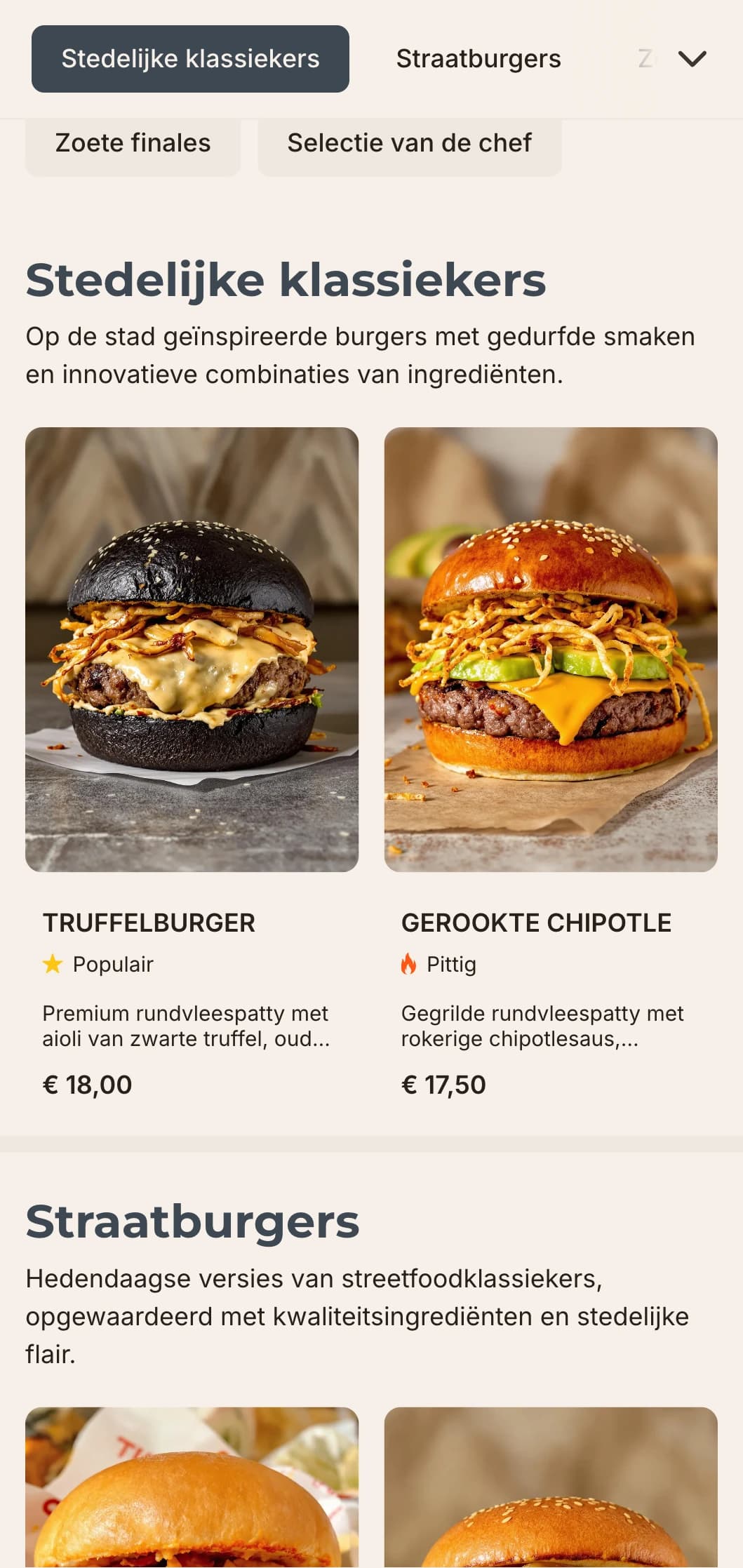 Strak, eigentijds hamburgerbar-ontwerp met minimalistische typografie en industrieel geïnspireerde elementen voor de liefhebber van stedelijk eten.