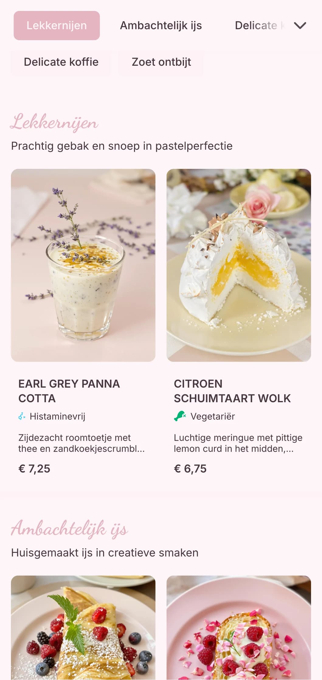 Lief pastelontwerp met speelse elementen voor dessertcafés en ijssalons.