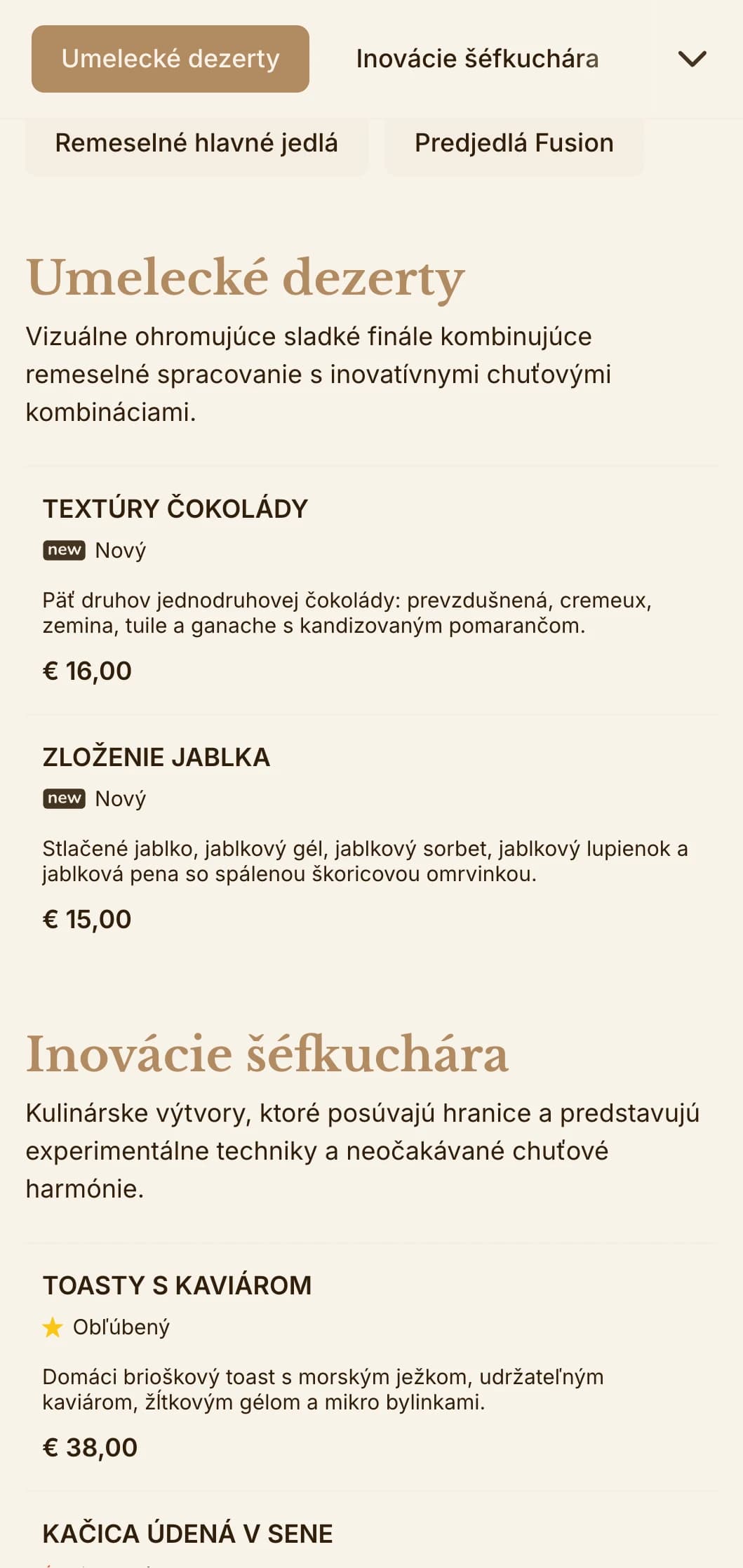Sofistikované spojenie remeselnej estetiky a gurmánskej prezentácie, ideálne pre inovatívne kulinárske zariadenia.