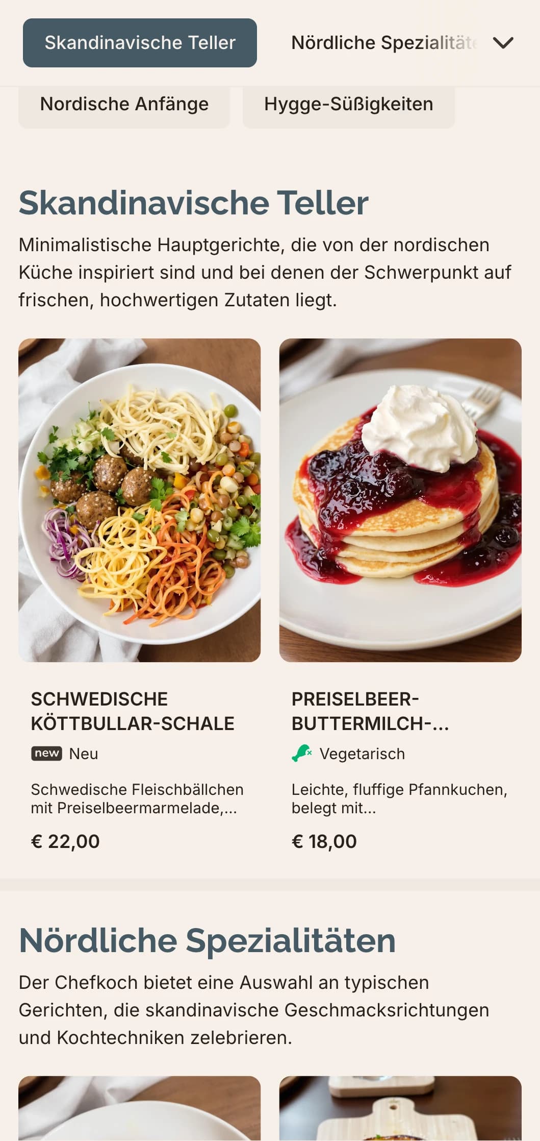 Saubere, minimale Brunch-Vorlage mit skandinavischen Design-Einflüssen, ideal für moderne Cafés mit hyggeliger Atmosphäre.