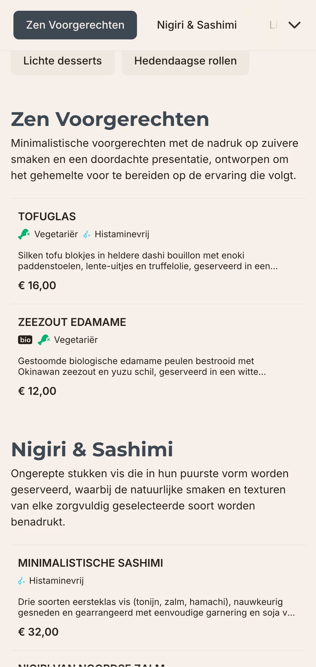 Strak, eigentijds sushi-menuontwerp met minimalistische esthetiek, perfect voor luxe Japanse restaurants die zich richten op eenvoud en kwaliteit.