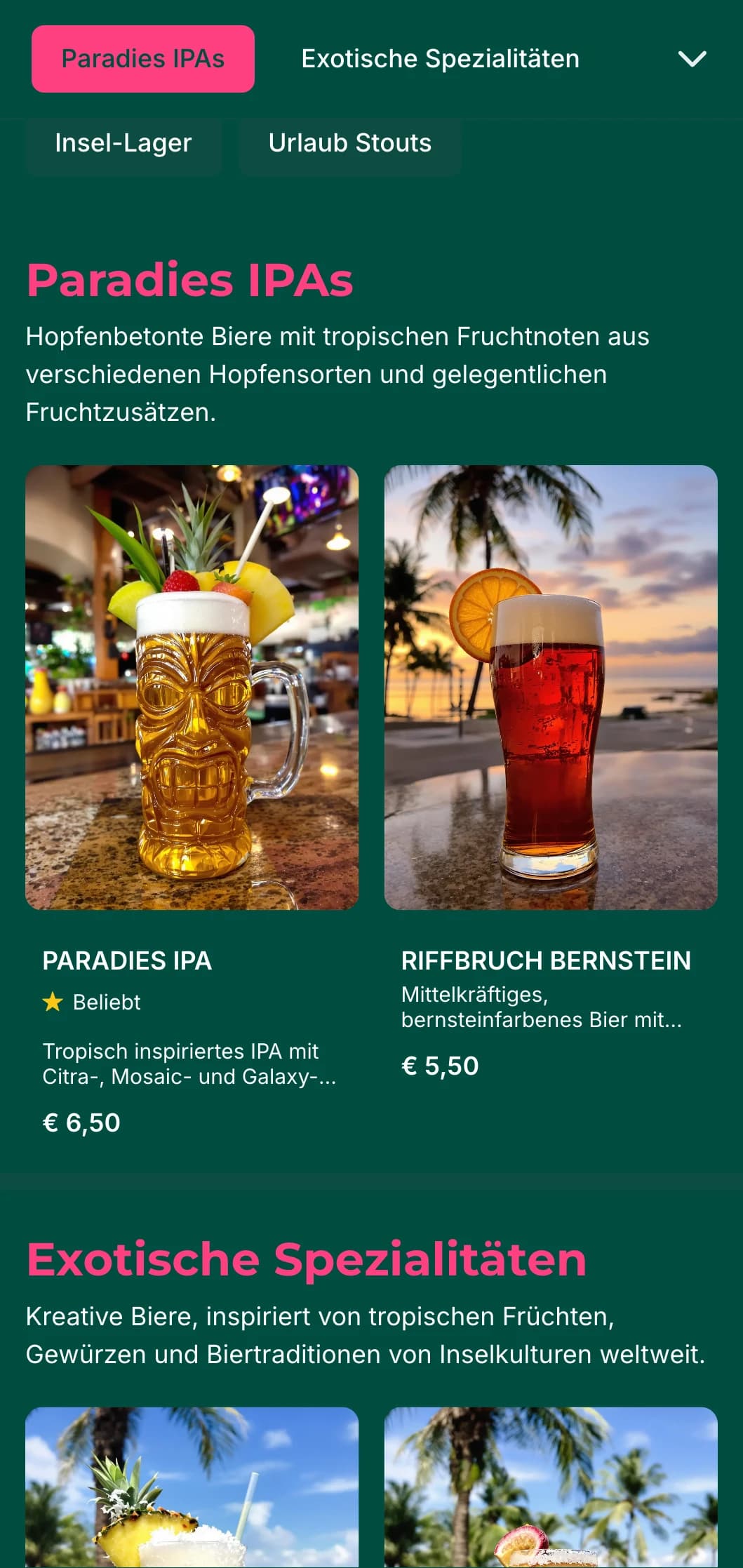 Lebendiges und farbenfrohes Design, inspiriert von tropischen Landschaften, ideal für Strandbars und Insel-Brauereien.